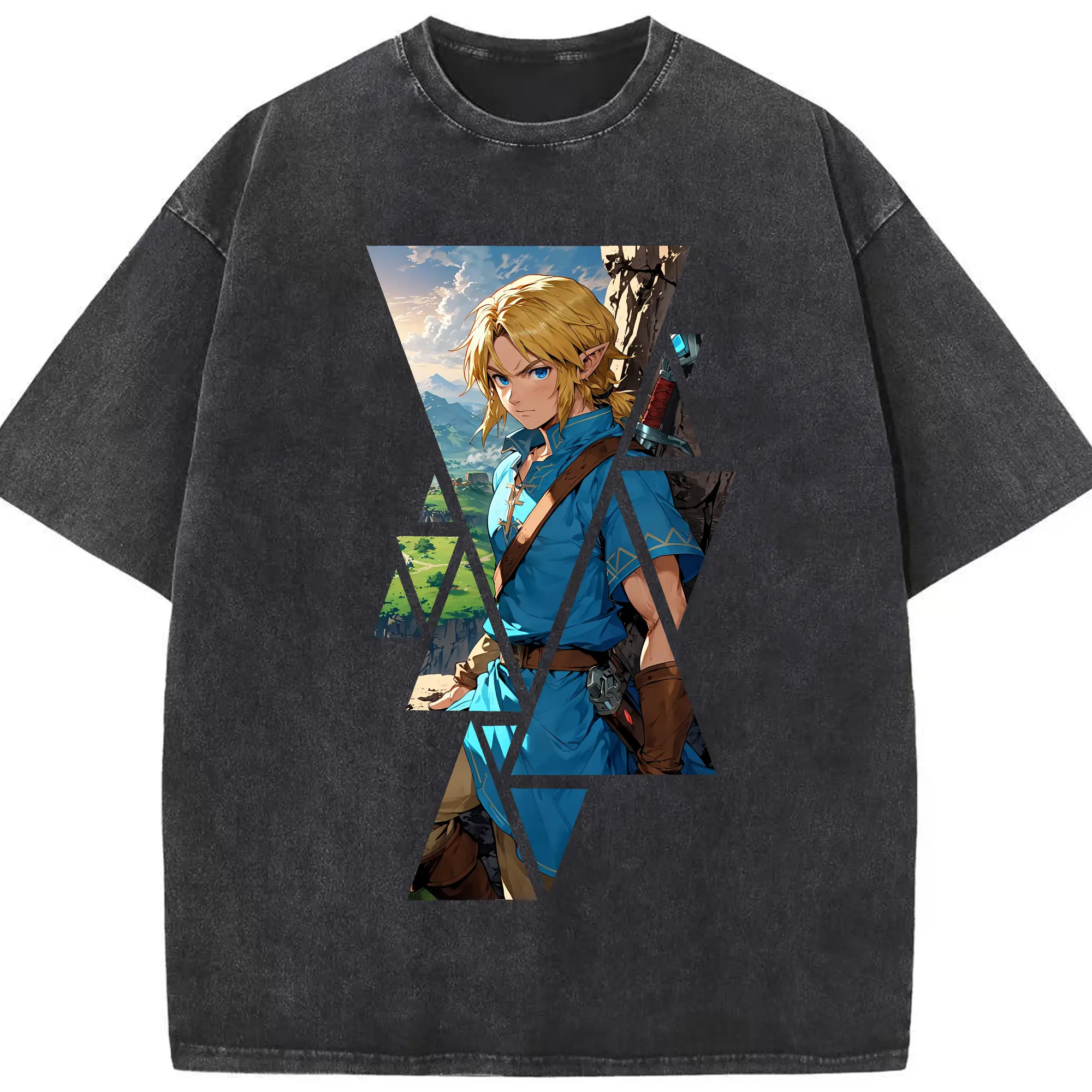 ゼルダの伝説 グッズ,リンク - 綿100％ ヴィンテージ風 半袖Tシャツ ・ フロントプリント ・ 柔らか肌触り ・ 通気性 快適 ・ スポーツ カジュアル 外出用