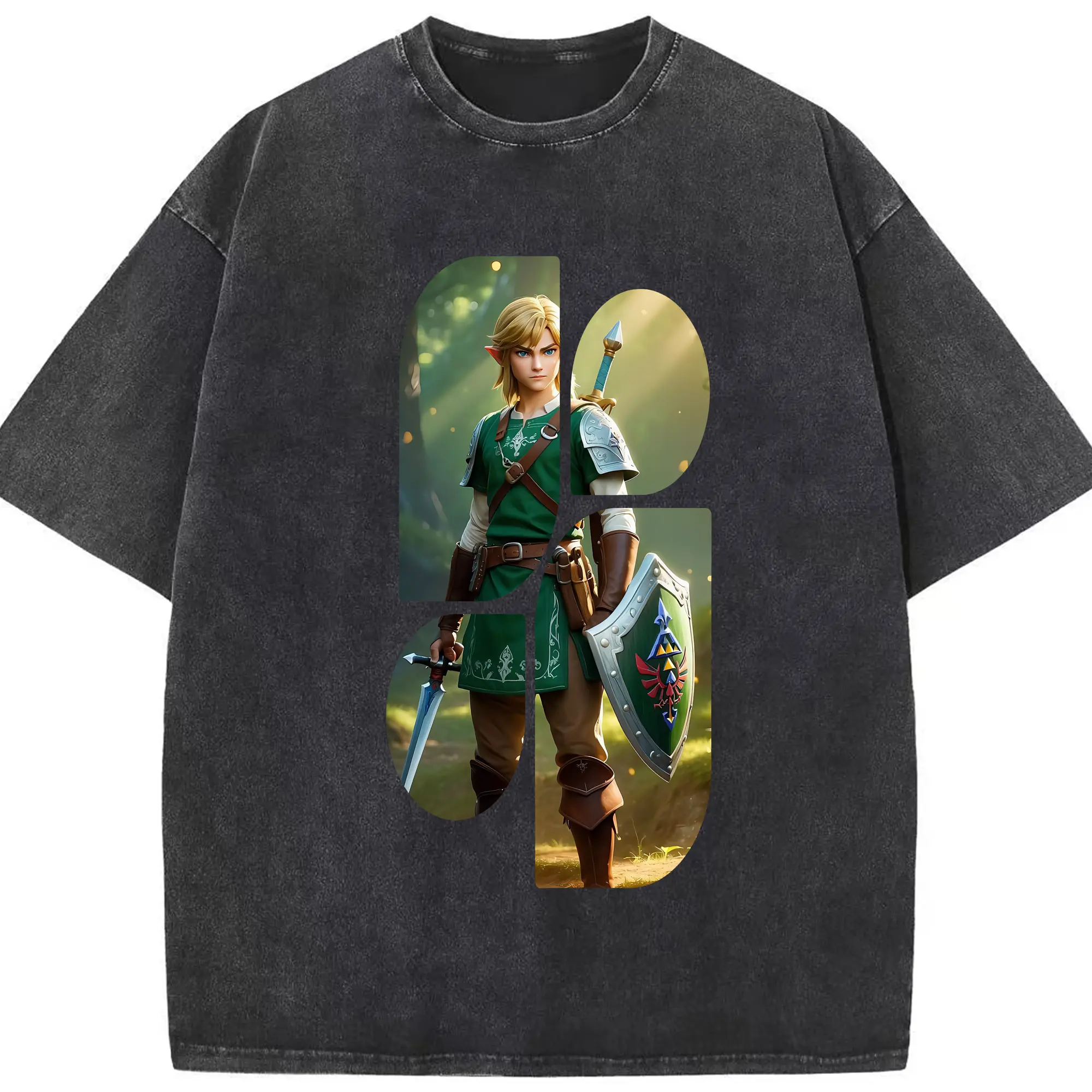 ゼルダの伝説 グッズ,リンク - 綿100％ ヴィンテージ風 半袖Tシャツ ・ フロントプリント ・ 柔らか肌触り ・ 通気性 快適 ・ スポーツ カジュアル 外出用