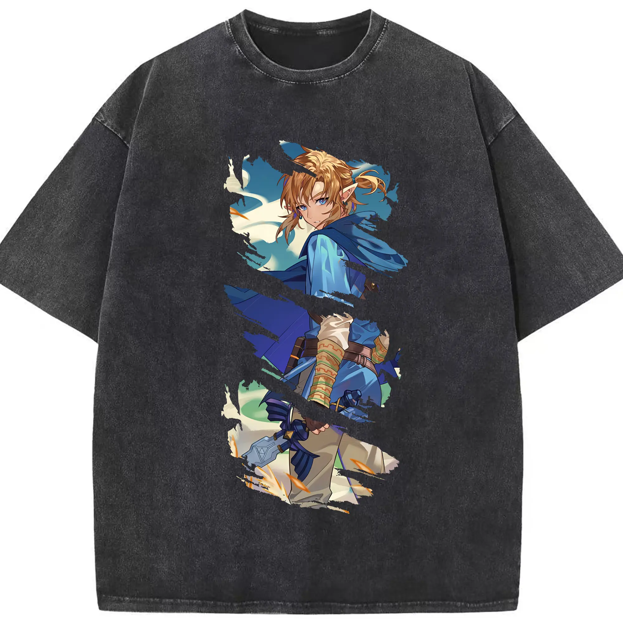 ゼルダの伝説 グッズ,リンク - 綿100％ ヴィンテージ風 半袖Tシャツ ・ フロントプリント ・ 柔らか肌触り ・ 通気性 快適 ・ スポーツ カジュアル 外出用