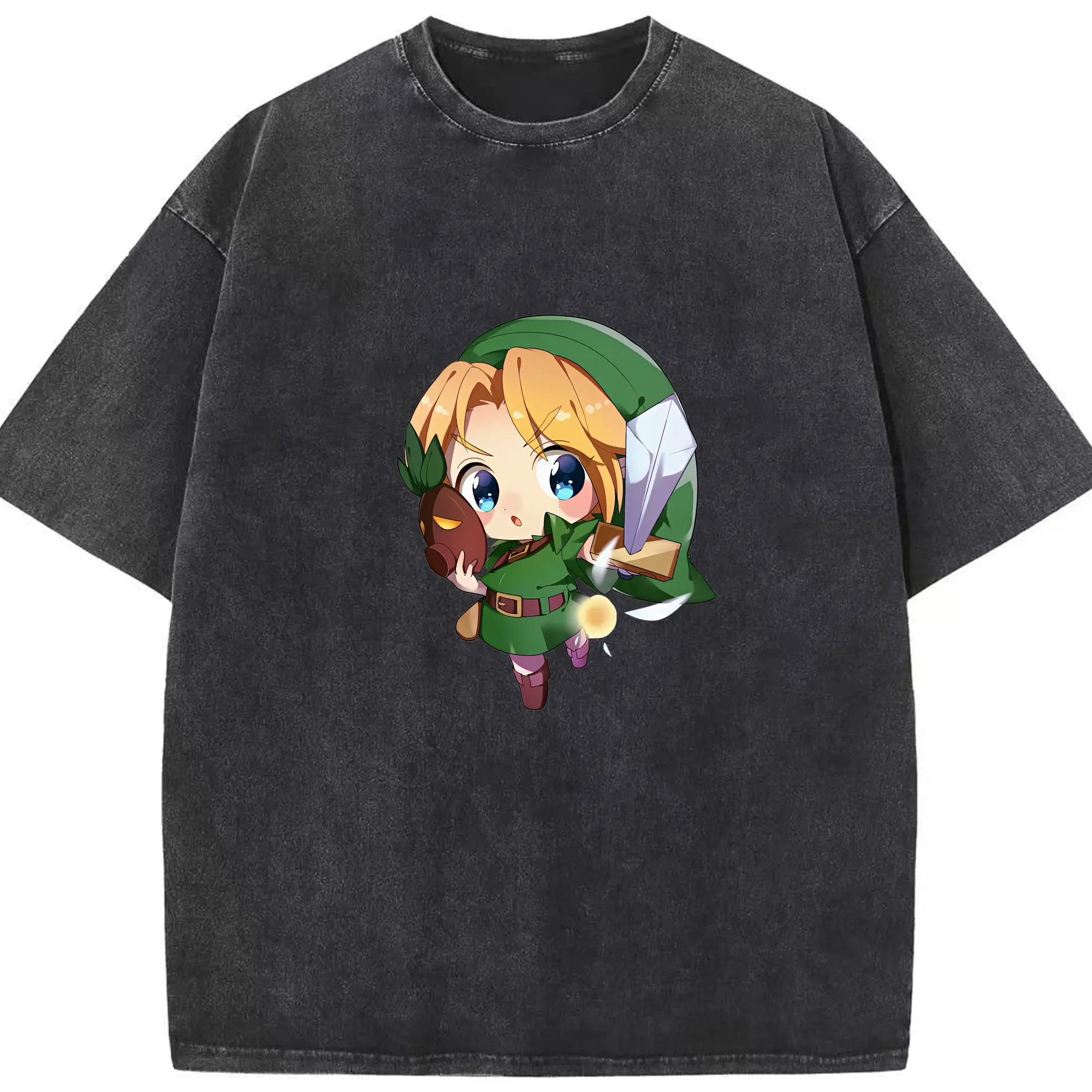 ゼルダの伝説 グッズ,リンク - 綿100％ ヴィンテージ風 半袖Tシャツ ・ フロントプリント ・ 柔らか肌触り ・ 通気性 快適 ・ スポーツ カジュアル 外出用