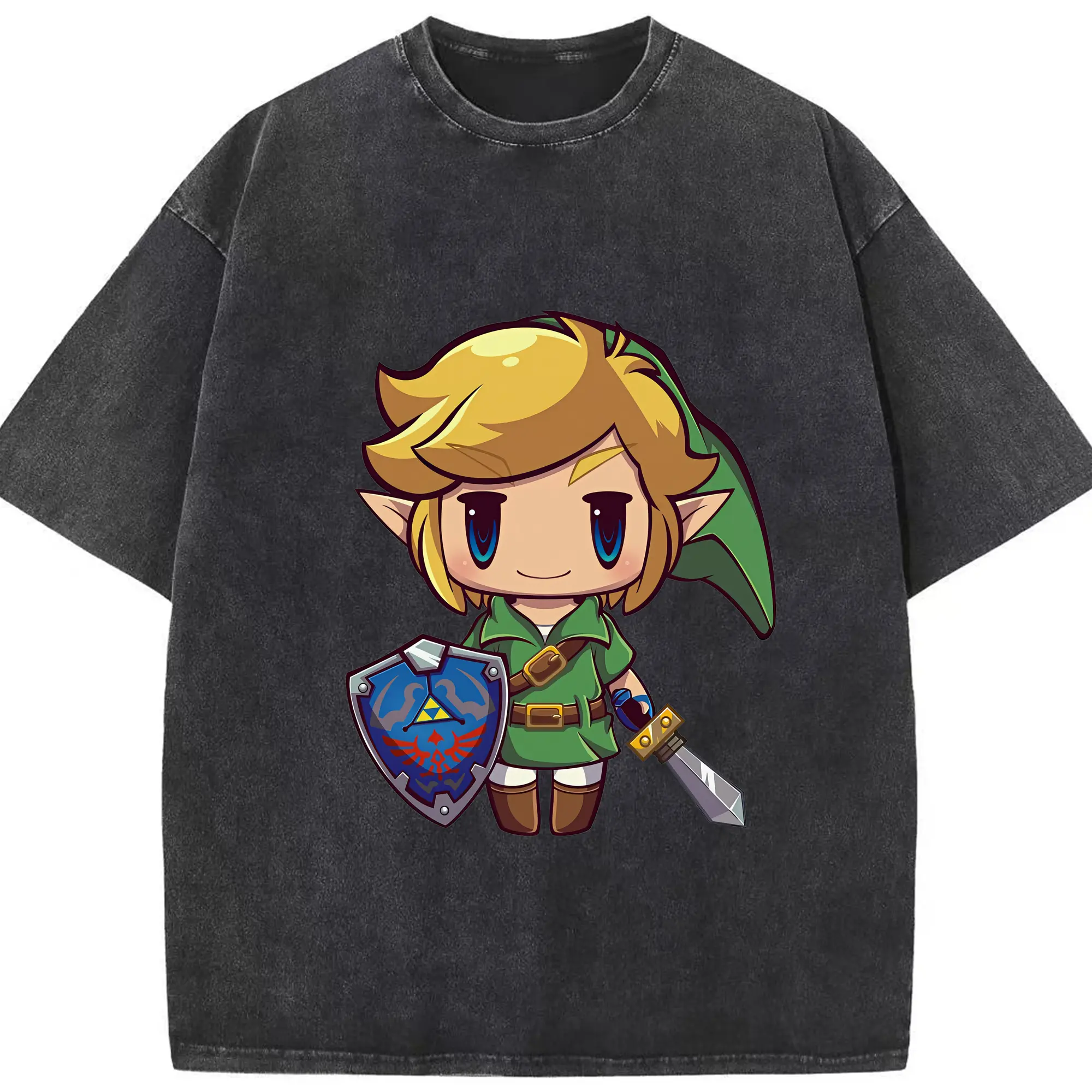 ゼルダの伝説 グッズ,リンク - 綿100％ ヴィンテージ風 半袖Tシャツ ・ フロントプリント ・ 柔らか肌触り ・ 通気性 快適 ・ スポーツ カジュアル 外出用