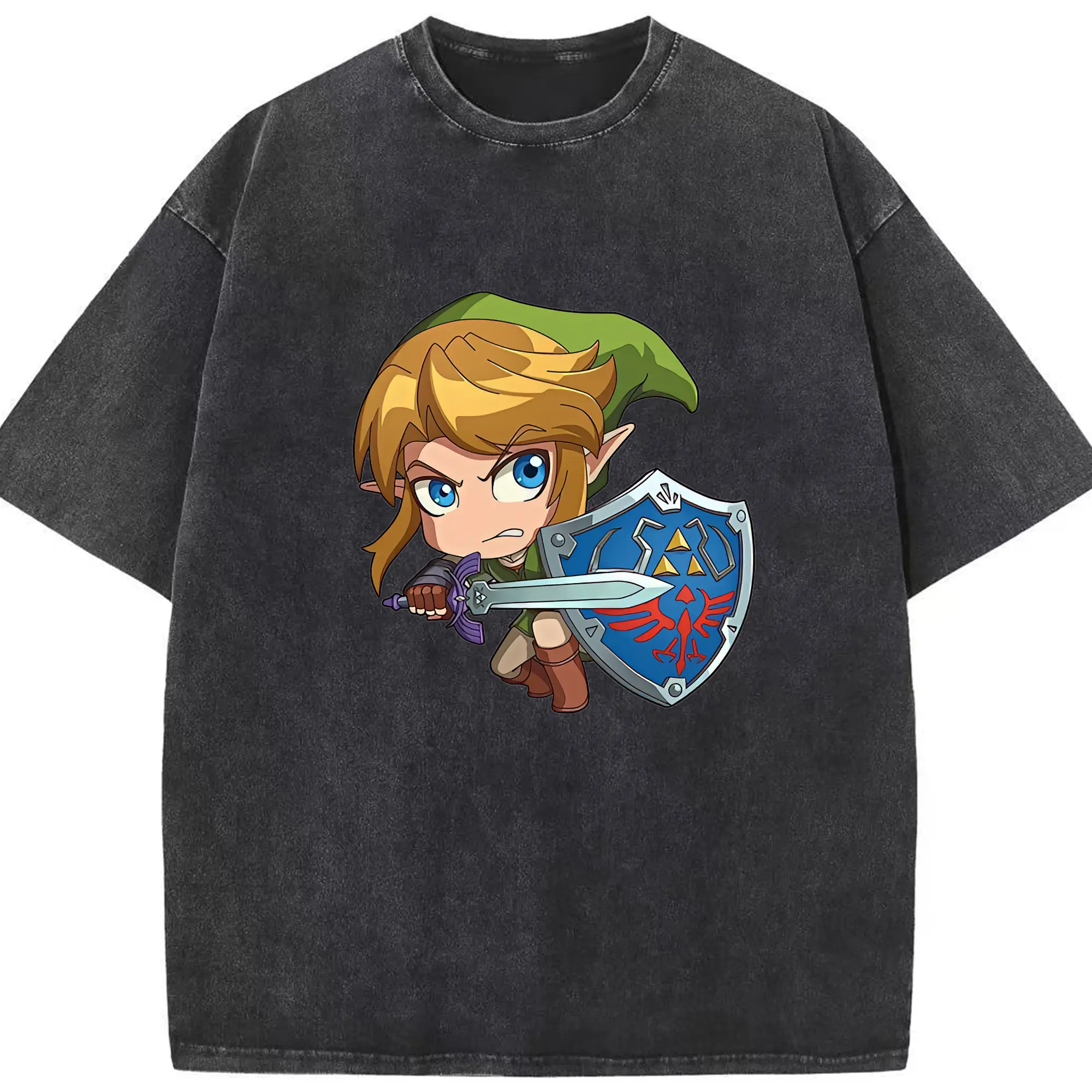 ゼルダの伝説 グッズ,リンク - 綿100％ ヴィンテージ風 半袖Tシャツ ・ フロントプリント ・ 柔らか肌触り ・ 通気性 快適 ・ スポーツ カジュアル 外出用