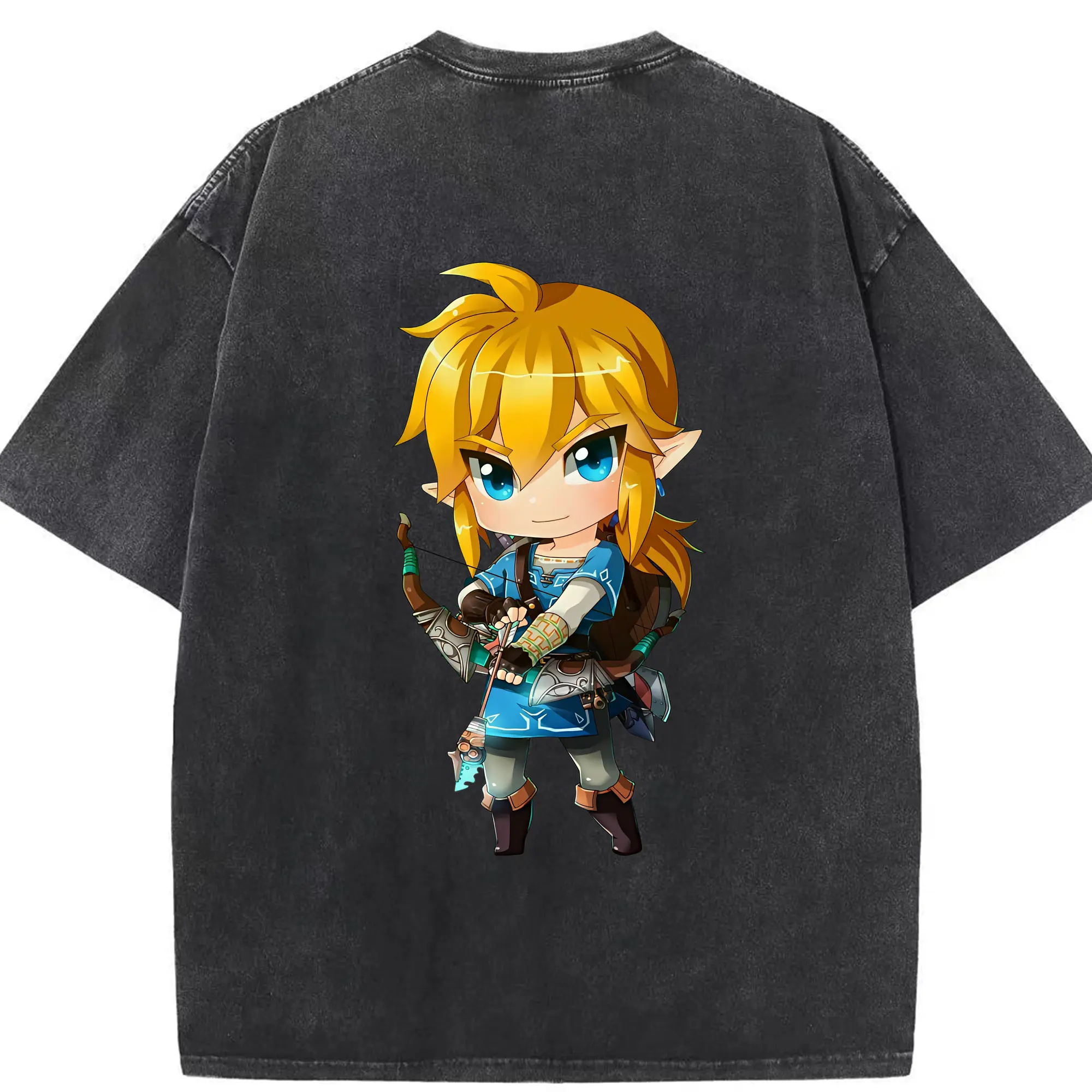 ゼルダの伝説 グッズ,リンク - 綿100％ ヴィンテージ風 半袖Tシャツ ・ 背面プリント ・ 柔らか肌触り ・ 通気性 快適 ・ スポーツ カジュアル 外出用