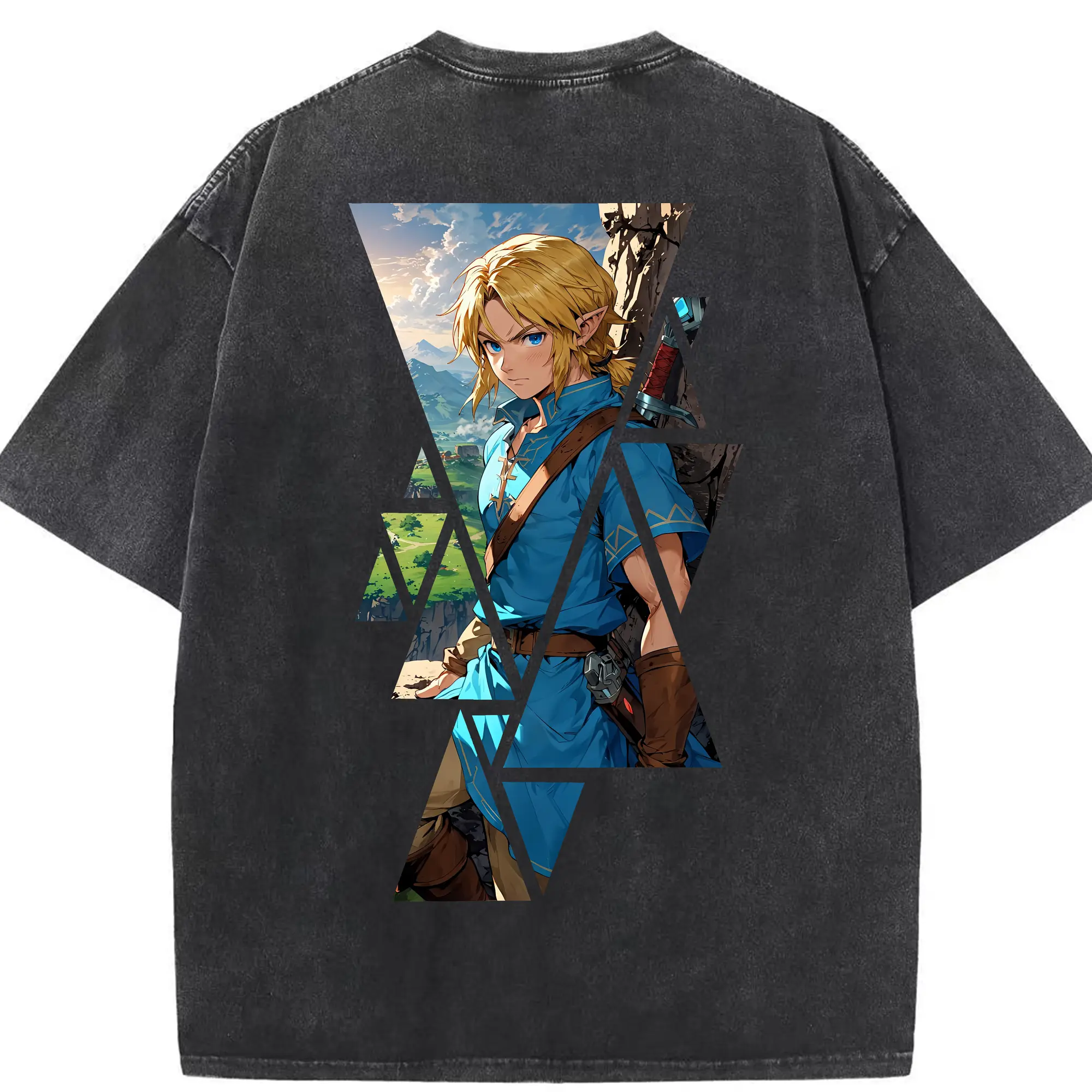 ゼルダの伝説 グッズ,リンク - 綿100％ ヴィンテージ風 半袖Tシャツ ・ 背面プリント ・ 柔らか肌触り ・ 通気性 快適 ・ スポーツ カジュアル 外出用