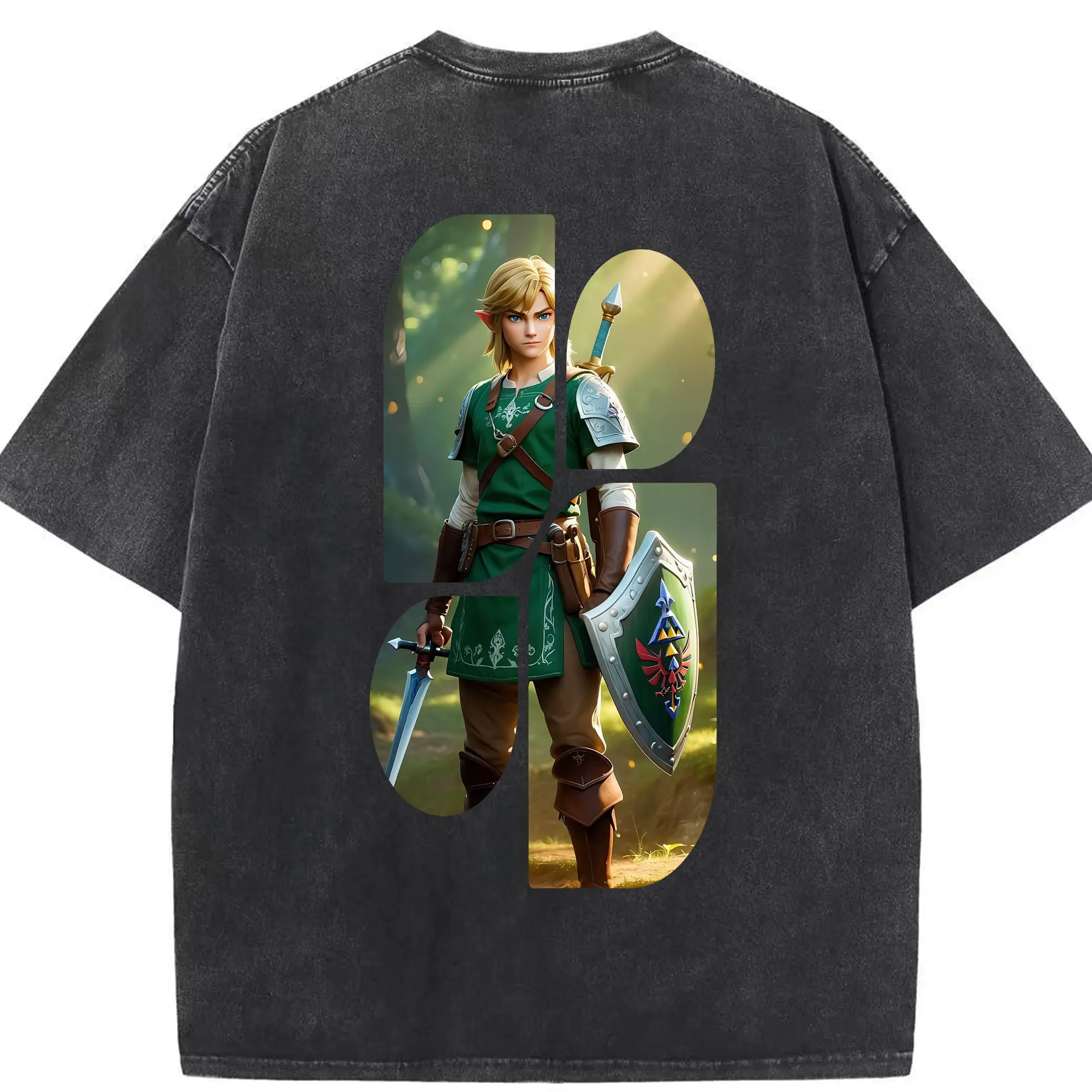 ゼルダの伝説 グッズ,リンク - 綿100％ ヴィンテージ風 半袖Tシャツ ・ 背面プリント ・ 柔らか肌触り ・ 通気性 快適 ・ スポーツ カジュアル 外出用