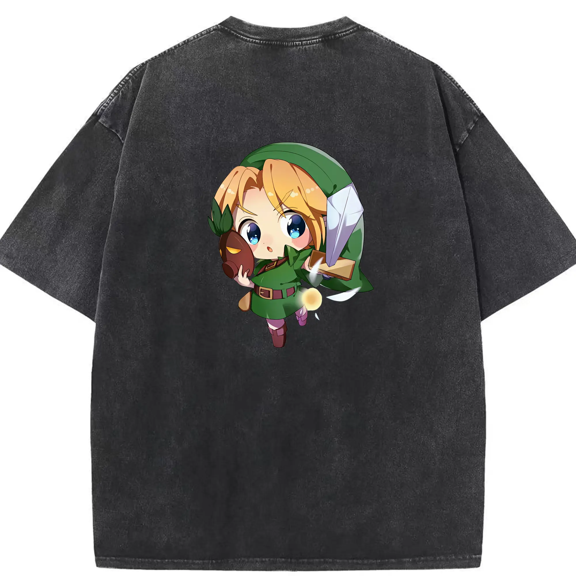 ゼルダの伝説 グッズ,リンク - 綿100％ ヴィンテージ風 半袖Tシャツ ・ 背面プリント ・ 柔らか肌触り ・ 通気性 快適 ・ スポーツ カジュアル 外出用