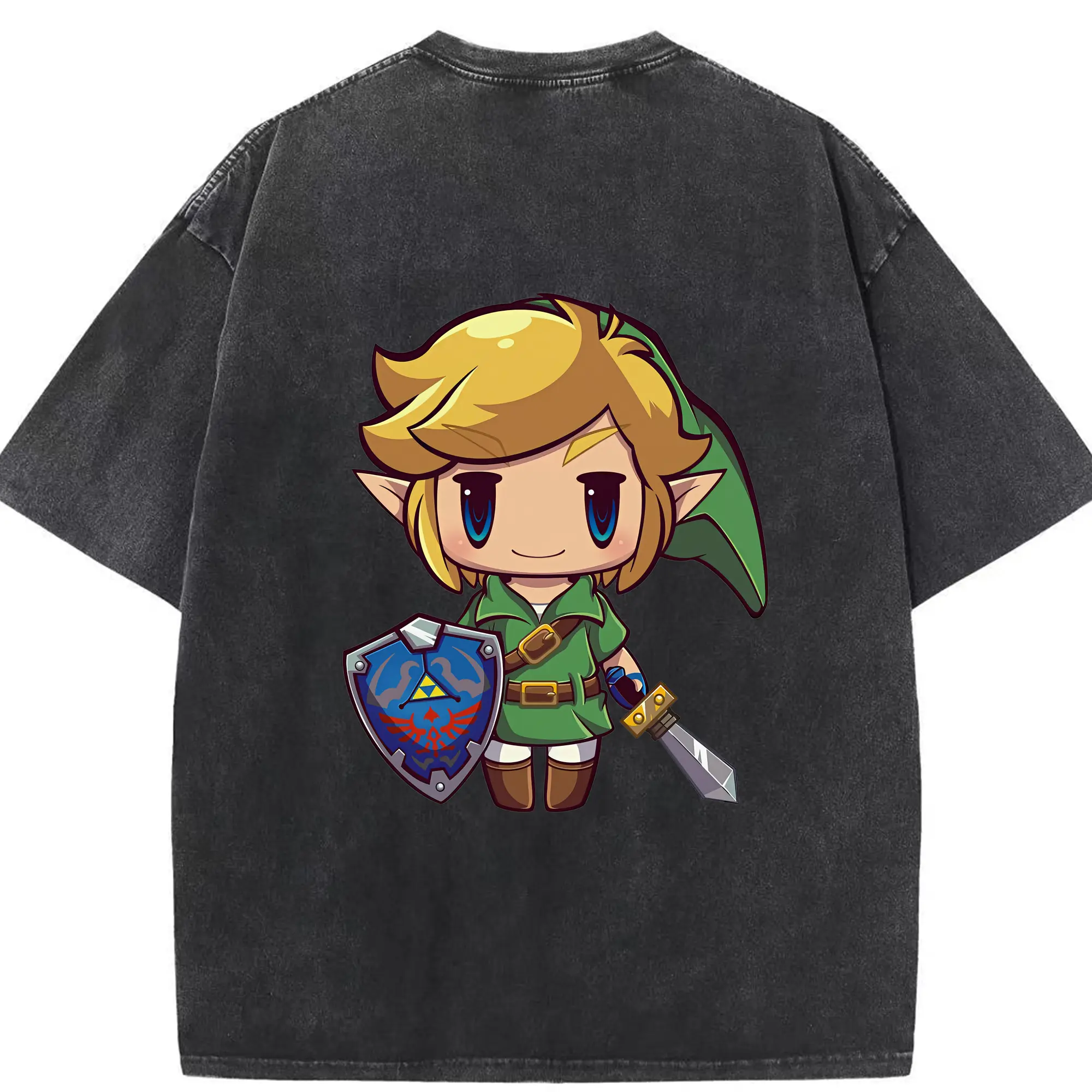ゼルダの伝説 グッズ,リンク - 綿100％ ヴィンテージ風 半袖Tシャツ ・ 背面プリント ・ 柔らか肌触り ・ 通気性 快適 ・ スポーツ カジュアル 外出用