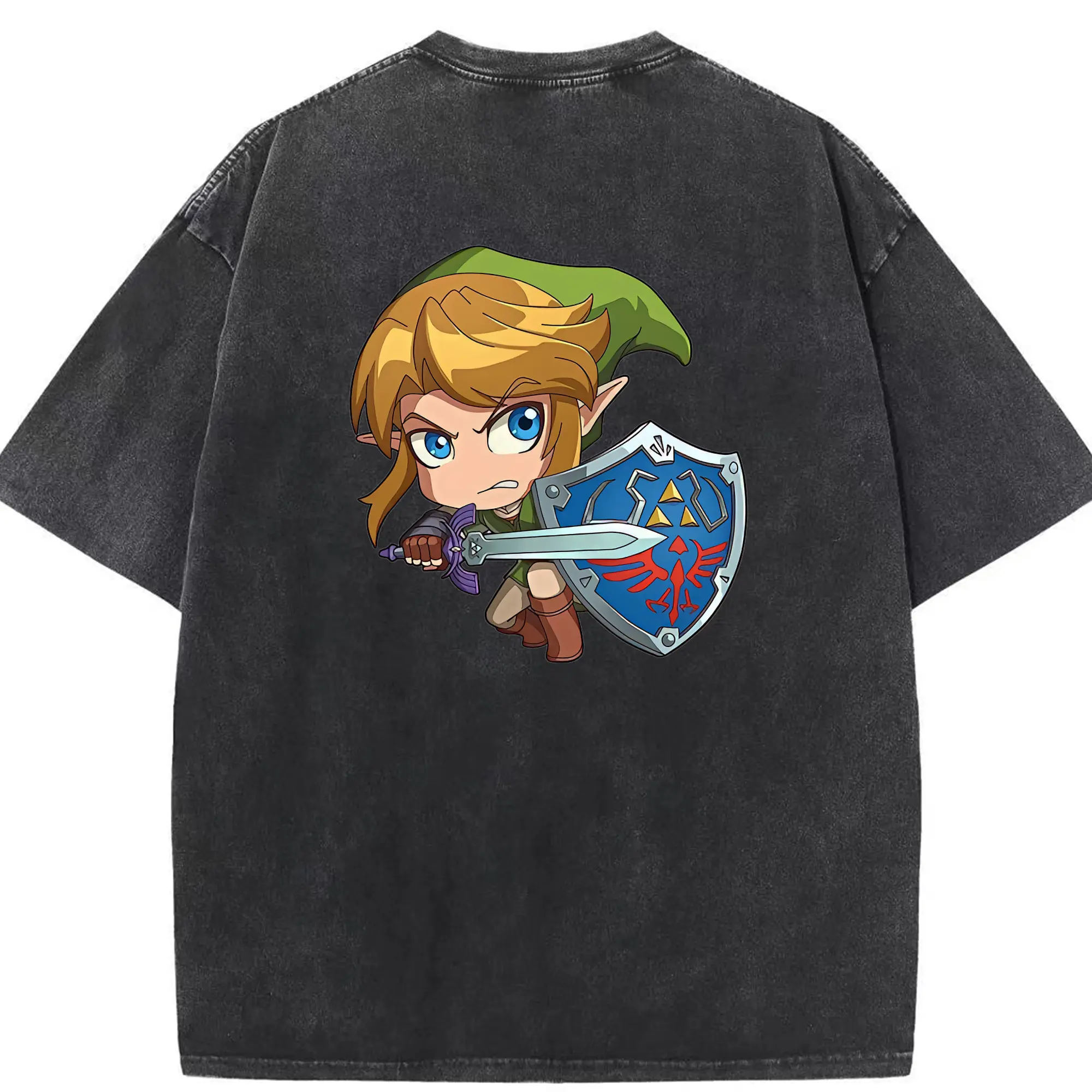 ゼルダの伝説 グッズ,リンク - 綿100％ ヴィンテージ風 半袖Tシャツ ・ 背面プリント ・ 柔らか肌触り ・ 通気性 快適 ・ スポーツ カジュアル 外出用