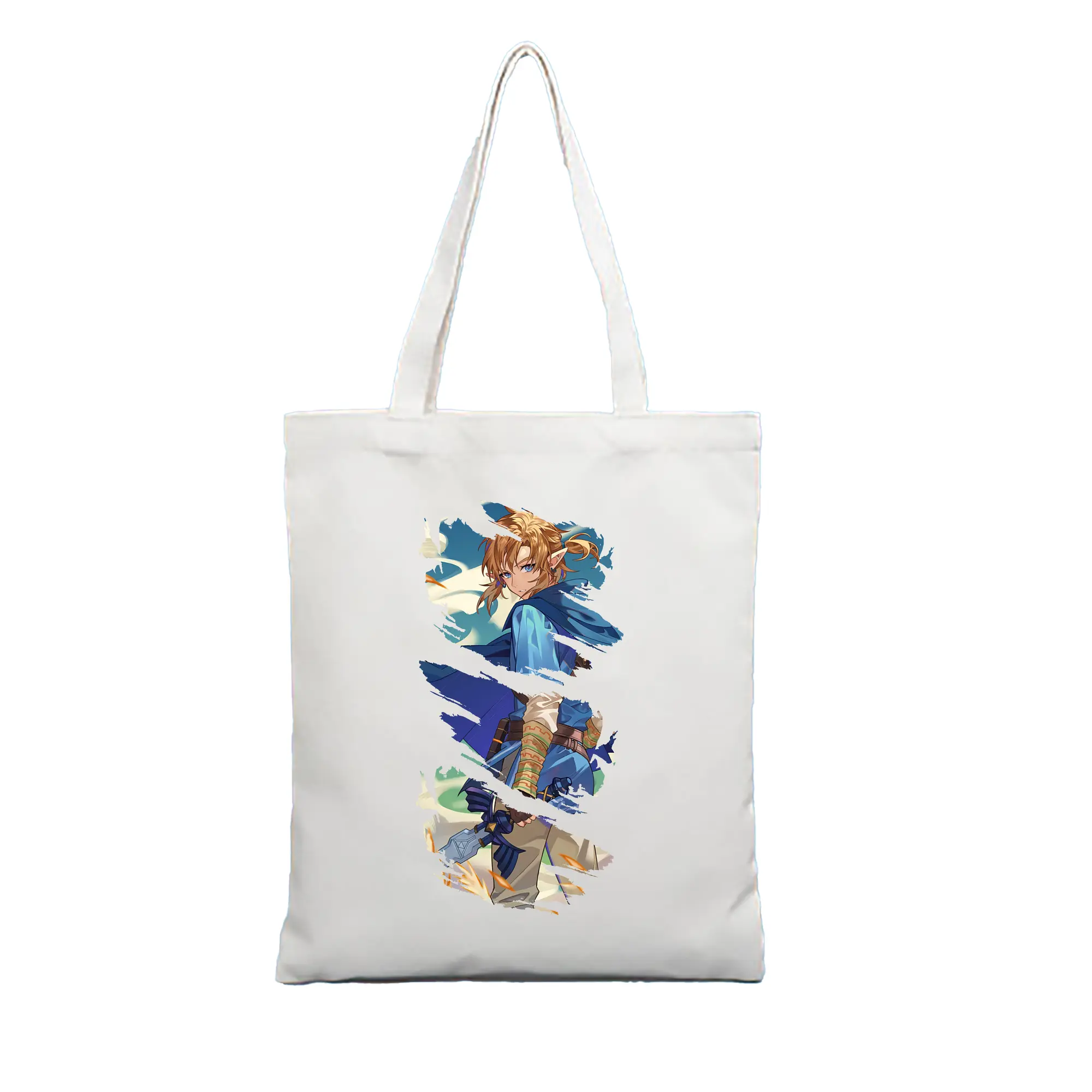 ゼルダの伝説 グッズ,リンク - 縦型キャンバス手提げバッグ（トートバッグ） ・ キャンバス素材 ・ ショッピング用 ・ 軽量 丈夫 お手入れ簡単