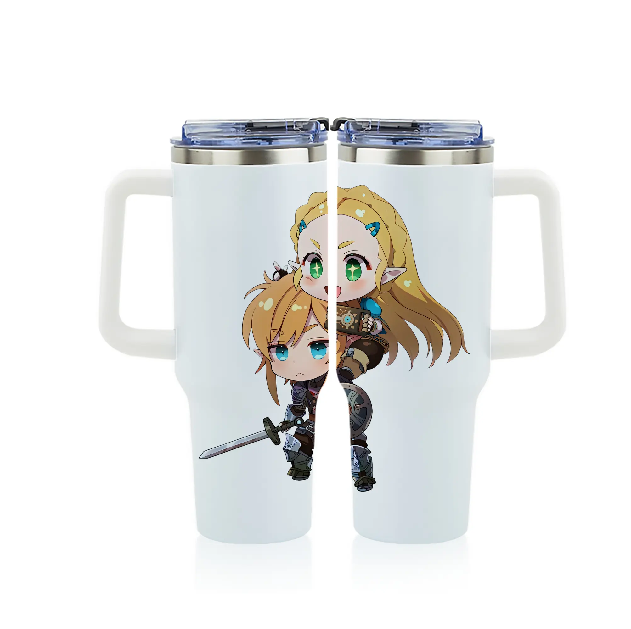 ゼルダの伝説 グッズ,ゼルダ姫 - 1200mL フルプリント車用タンブラー ・ 304ステンレス 内側 ・ 201ステンレス 外側 ・ 保温 保冷 ・ 通勤 ドライブ アウトドア用