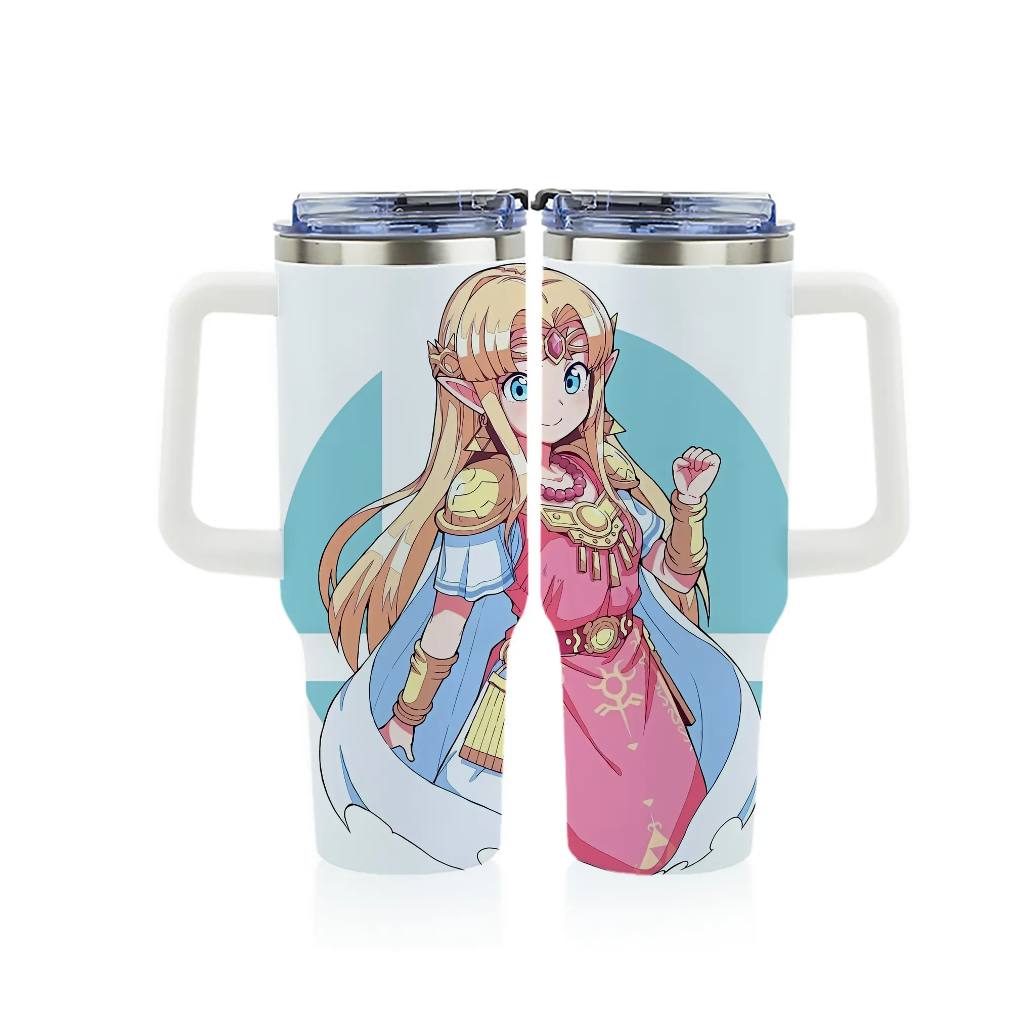 ゼルダの伝説 グッズ,ゼルダ姫 - 1200mL フルプリント車用タンブラー ・ 304ステンレス 内側 ・ 201ステンレス 外側 ・ 保温 保冷 ・ 通勤 ドライブ アウトドア用