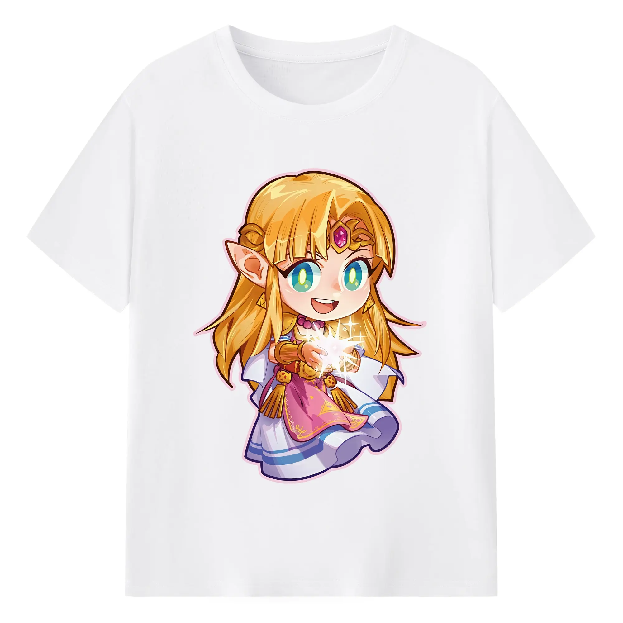 ゼルダの伝説 グッズ,ゼルダ姫 - 綿100％ 半袖Tシャツ ・ フロントプリント ・ 快適 通気性 ・ 日常使い 散歩 スポーツ用