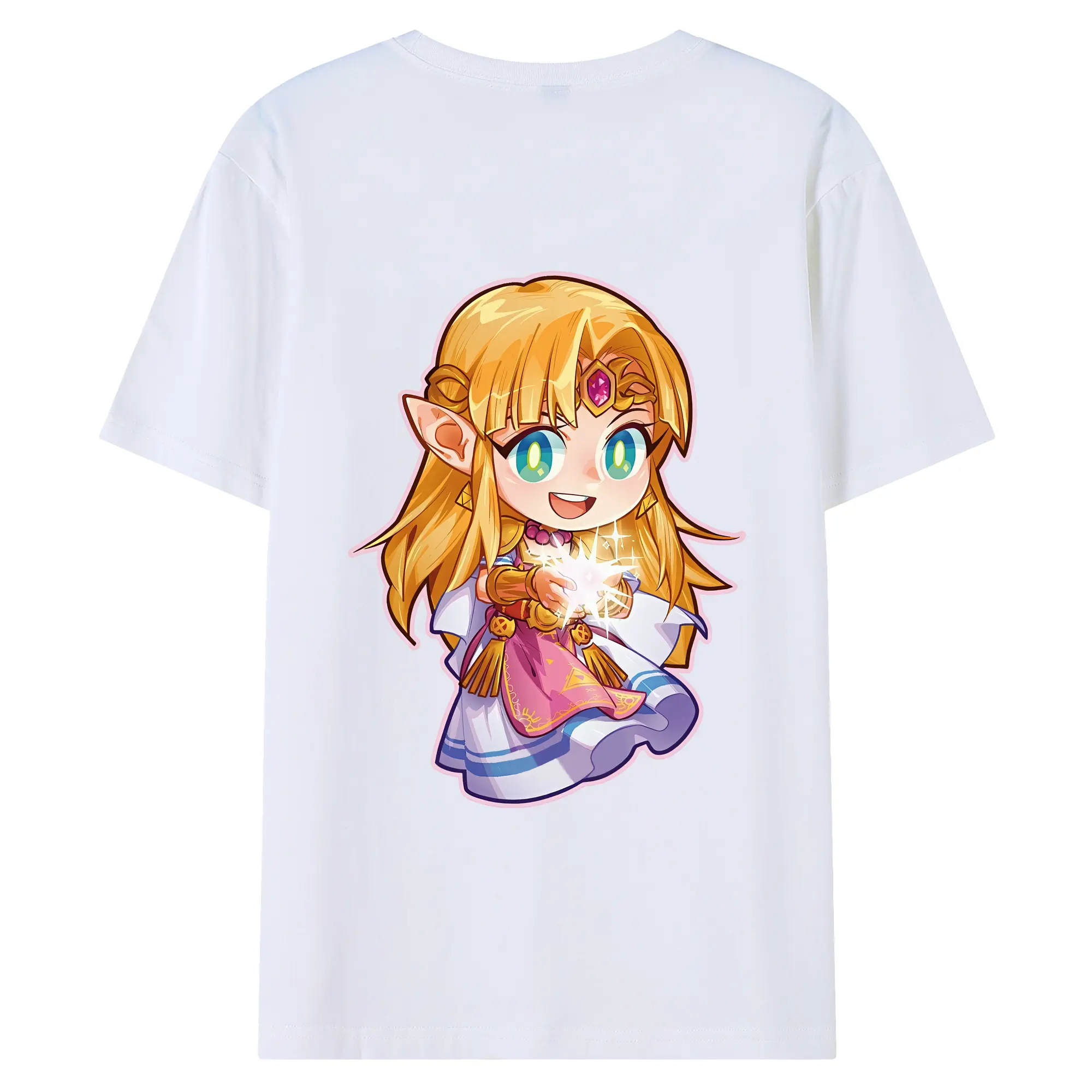 ゼルダの伝説 グッズ,ゼルダ姫 - 綿100％ 半袖Tシャツ ・ バックプリント ・ 快適 通気性 ・ 日常使い 散歩 スポーツ用