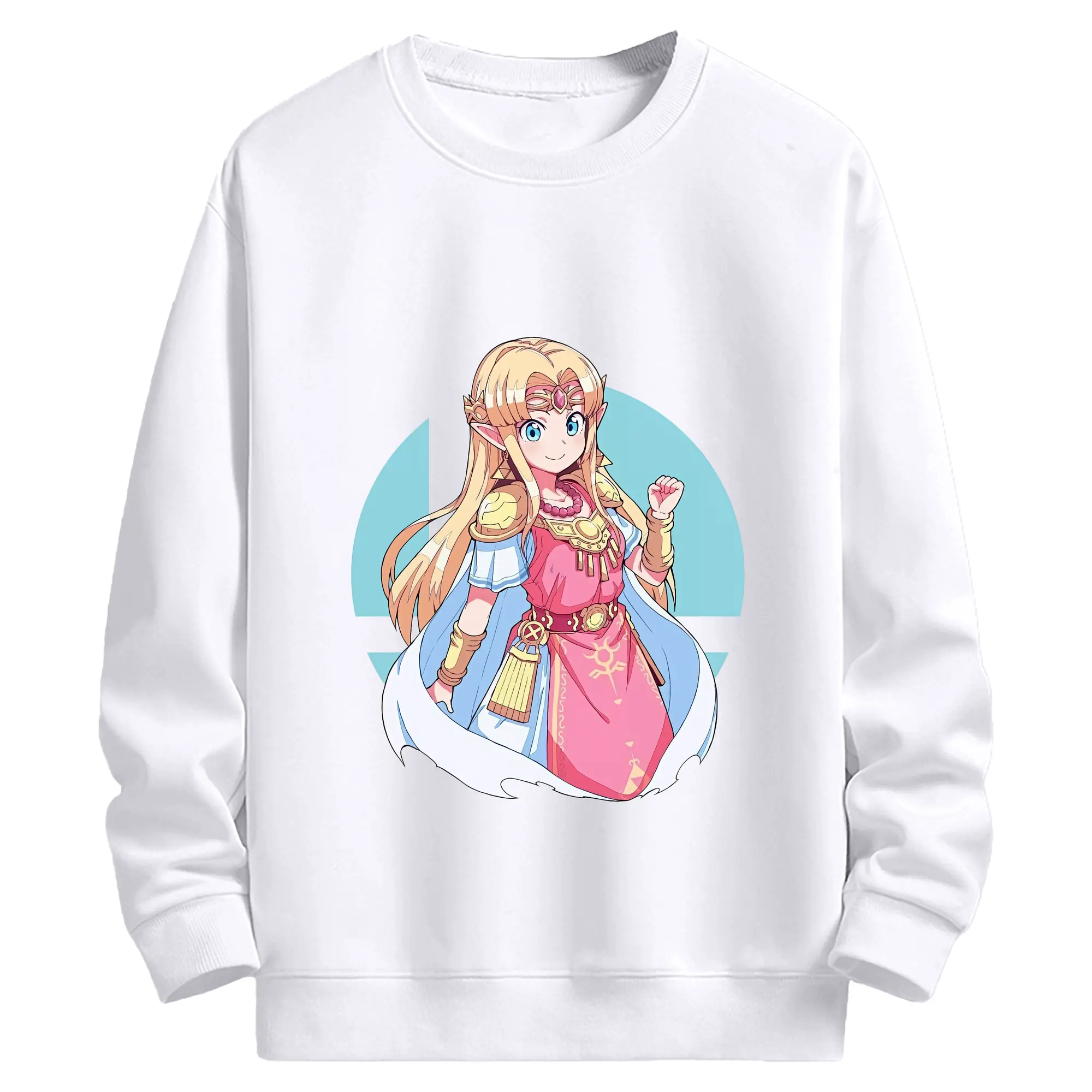 ゼルダの伝説 グッズ,ゼルダ姫 - 高品質 クルーネック スウェット ・ コットン59％ ポリエステル41％ ・ ユニセックス 長袖 トレーナー ・ カジュアル デイリー スポーツ 散歩用