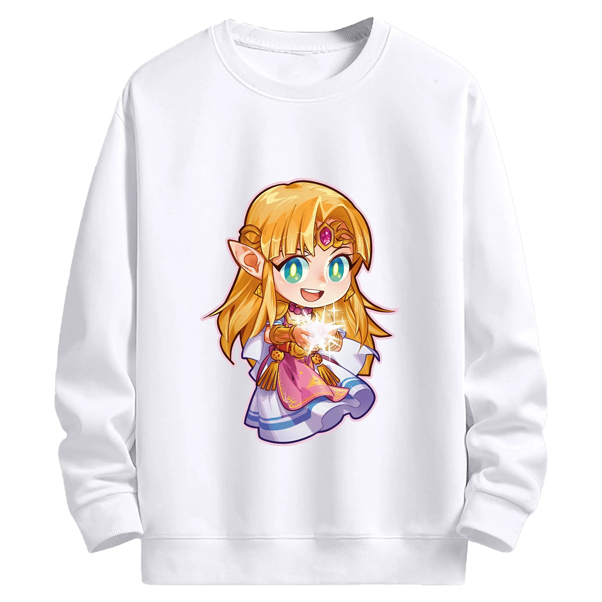 ゼルダの伝説 グッズ,ゼルダ姫 - 高品質 クルーネック スウェット ・ コットン59％ ポリエステル41％ ・ ユニセックス 長袖 トレーナー ・ カジュアル デイリー スポーツ 散歩用