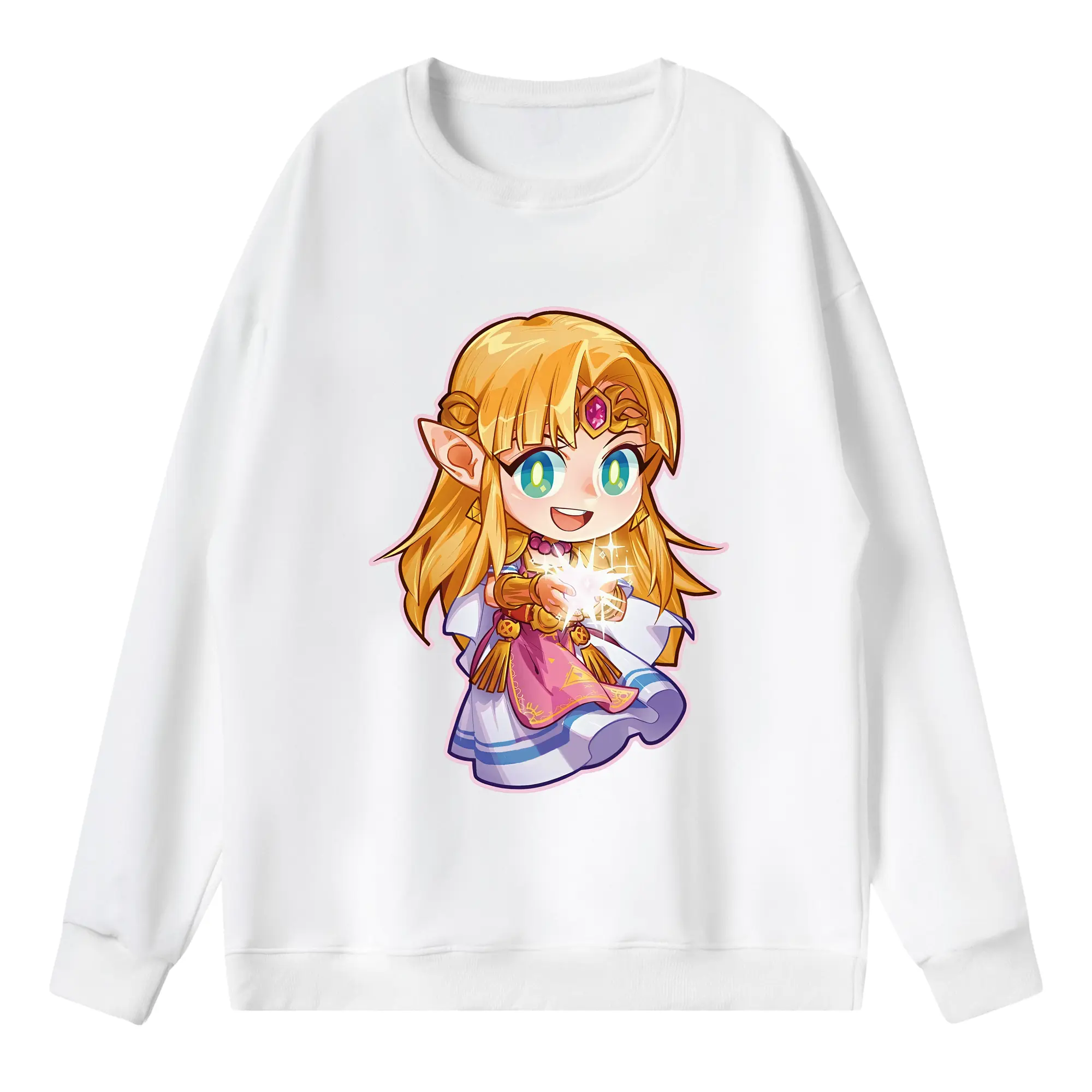 ゼルダの伝説 グッズ,ゼルダ姫 - 薄手 クルーネック スウェット 裏毛260g · ポリエステル 春秋向け カジュアル 男女兼用 · トレーナー デイリー スポーツ 散歩に最適