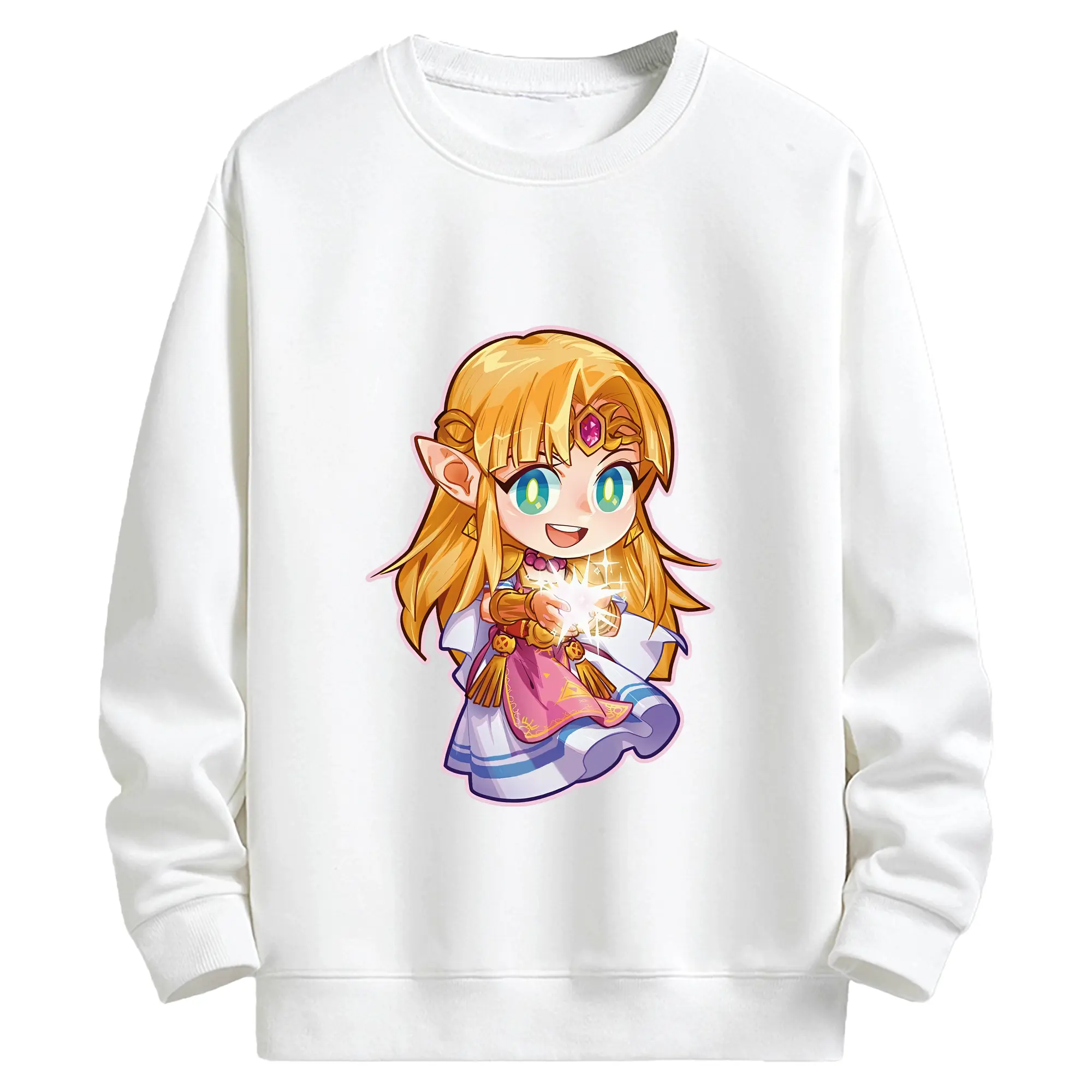 ゼルダの伝説 グッズ,ゼルダ姫 - キッズ クルーネックスウェットシャツ ・ フロントプリント ・ 綿80％ ポリエステル20％ ・ 快適 通学 スポーツ 日常使い お散歩用