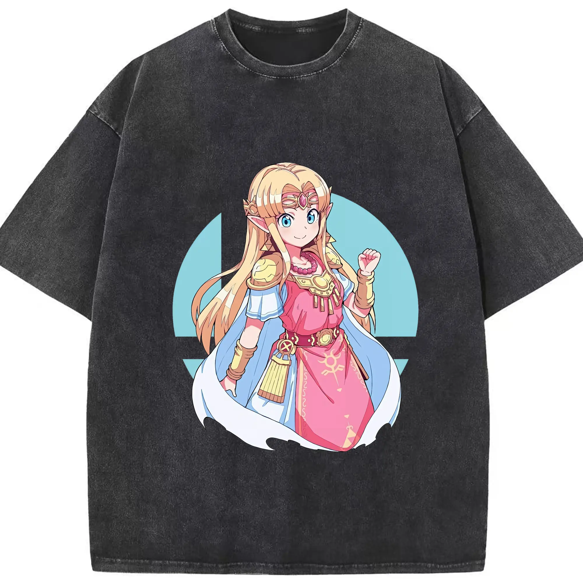 ゼルダの伝説 グッズ,ゼルダ姫 - 綿100％ ヴィンテージ風 半袖Tシャツ ・ フロントプリント ・ 柔らか肌触り ・ 通気性 快適 ・ スポーツ カジュアル 外出用