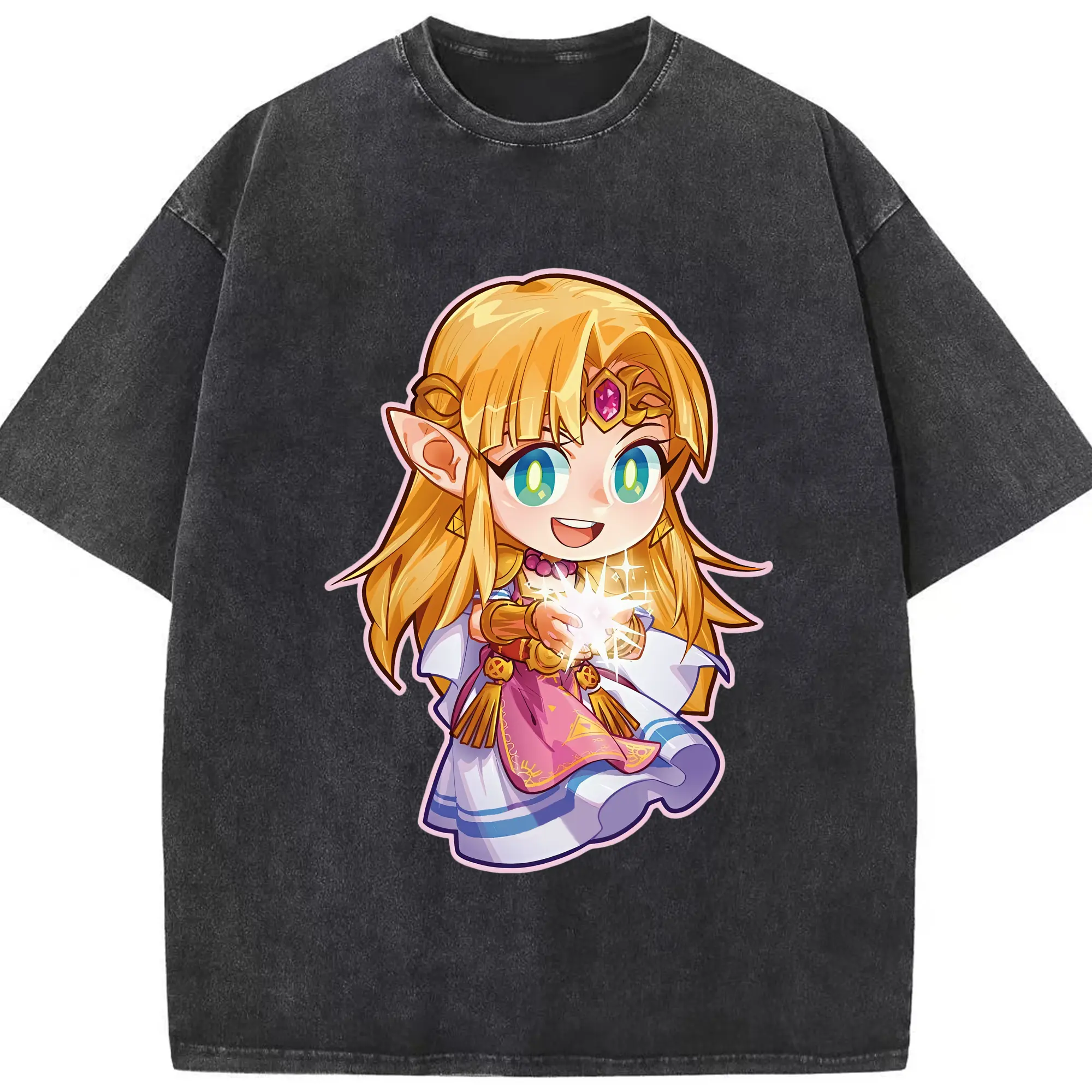 ゼルダの伝説 グッズ,ゼルダ姫 - 綿100％ ヴィンテージ風 半袖Tシャツ ・ フロントプリント ・ 柔らか肌触り ・ 通気性 快適 ・ スポーツ カジュアル 外出用