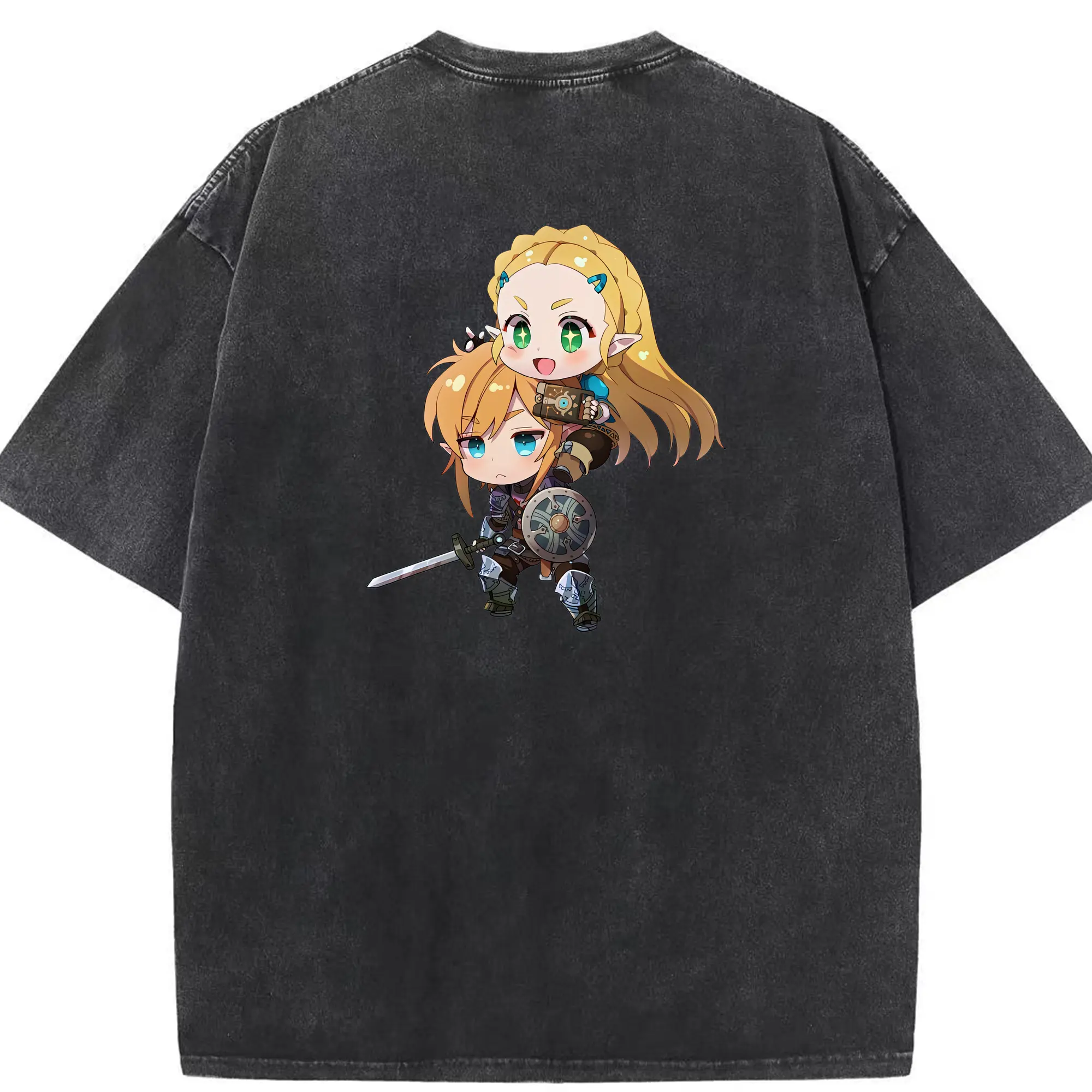 ゼルダの伝説 グッズ,ゼルダ姫 - 綿100％ ヴィンテージ風 半袖Tシャツ ・ 背面プリント ・ 柔らか肌触り ・ 通気性 快適 ・ スポーツ カジュアル 外出用
