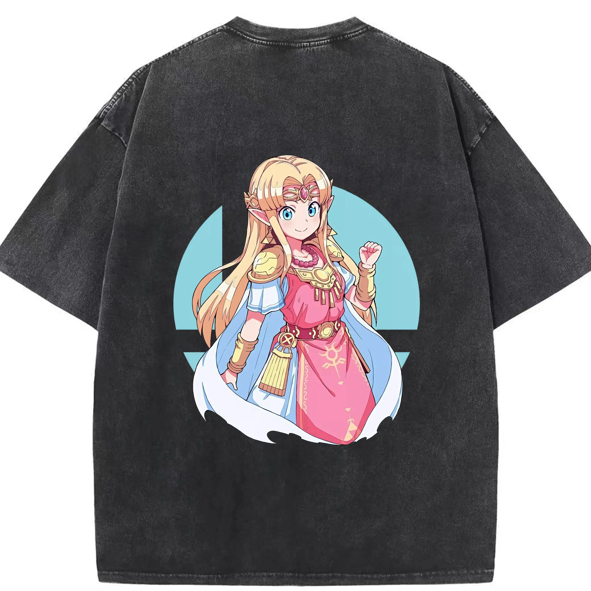 ゼルダの伝説 グッズ,ゼルダ姫 - 綿100％ ヴィンテージ風 半袖Tシャツ ・ 背面プリント ・ 柔らか肌触り ・ 通気性 快適 ・ スポーツ カジュアル 外出用