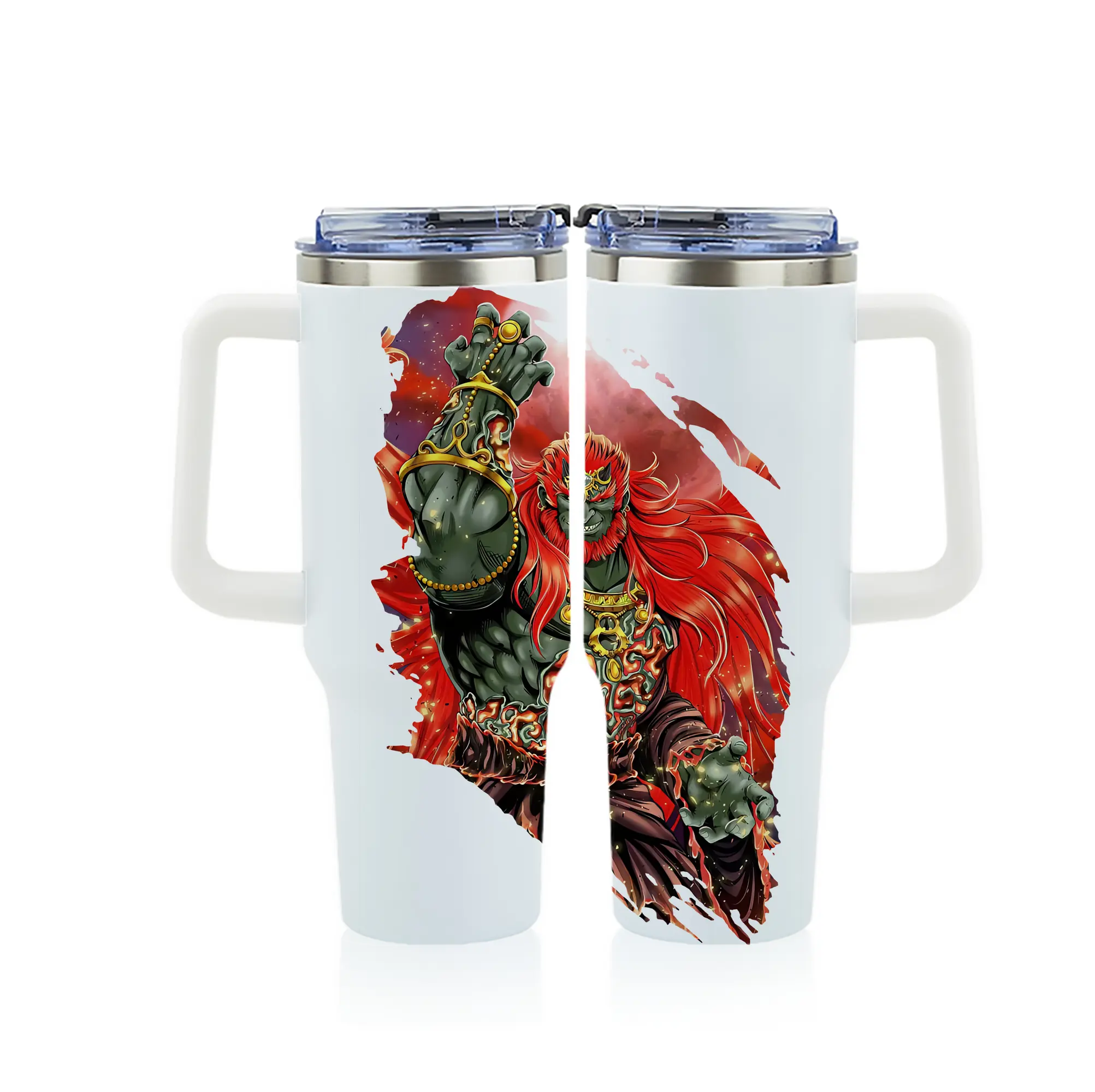 ゼルダの伝説 グッズ,ガノンドロフ - 1200mL フルプリント車用タンブラー ・ 304ステンレス 内側 ・ 201ステンレス 外側 ・ 保温 保冷 ・ 通勤 ドライブ アウトドア用