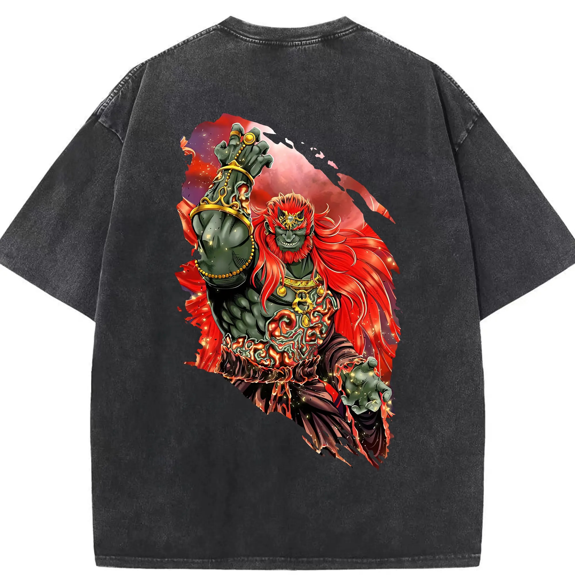 ゼルダの伝説 グッズ,ガノンドロフ - 綿100％ ヴィンテージ風 半袖Tシャツ ・ 背面プリント ・ 柔らか肌触り ・ 通気性 快適 ・ スポーツ カジュアル 外出用