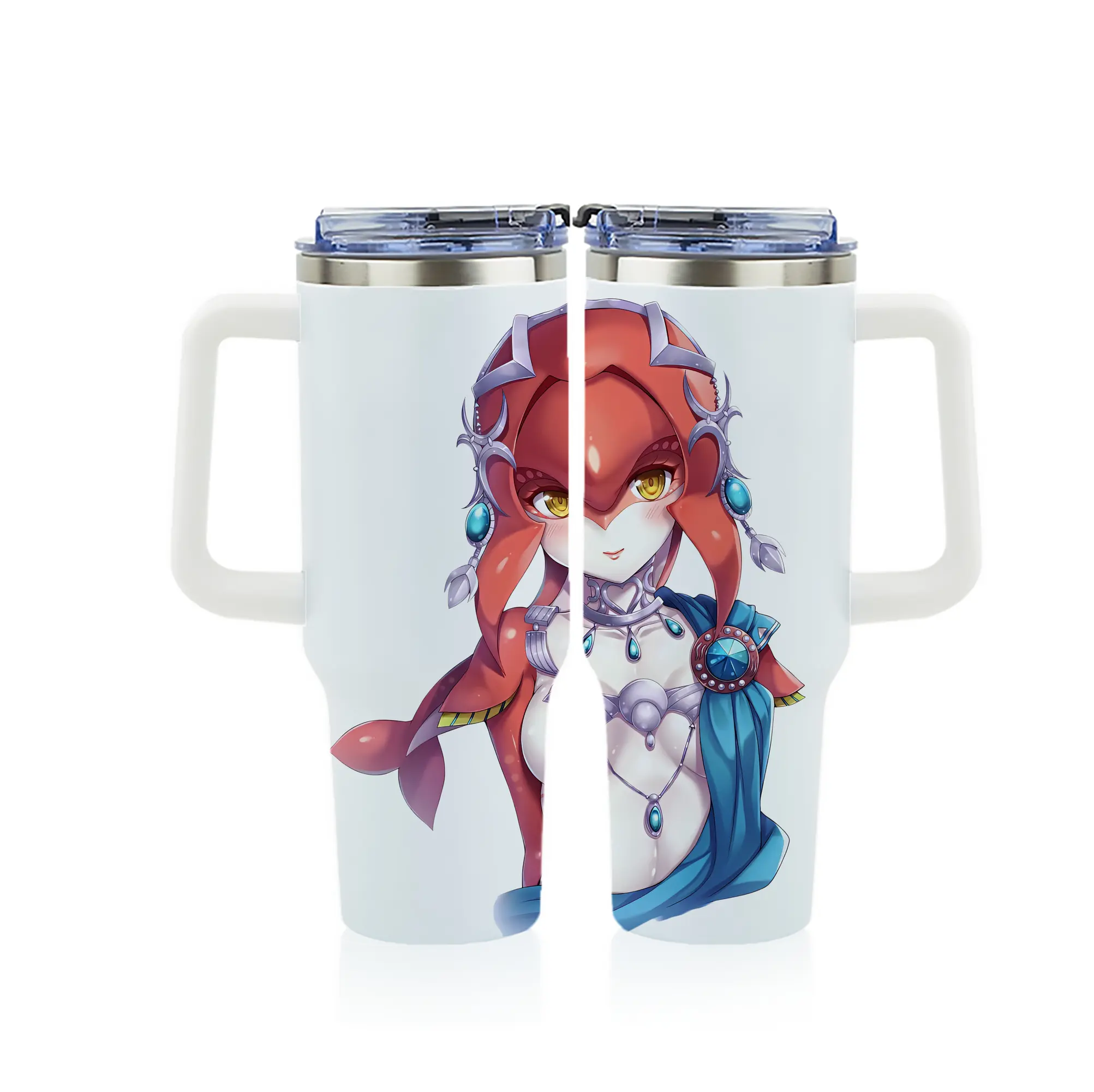 ゼルダの伝説 グッズ,Mipha - 1200mL フルプリント車用タンブラー ・ 304ステンレス 内側 ・ 201ステンレス 外側 ・ 保温 保冷 ・ 通勤 ドライブ アウトドア用