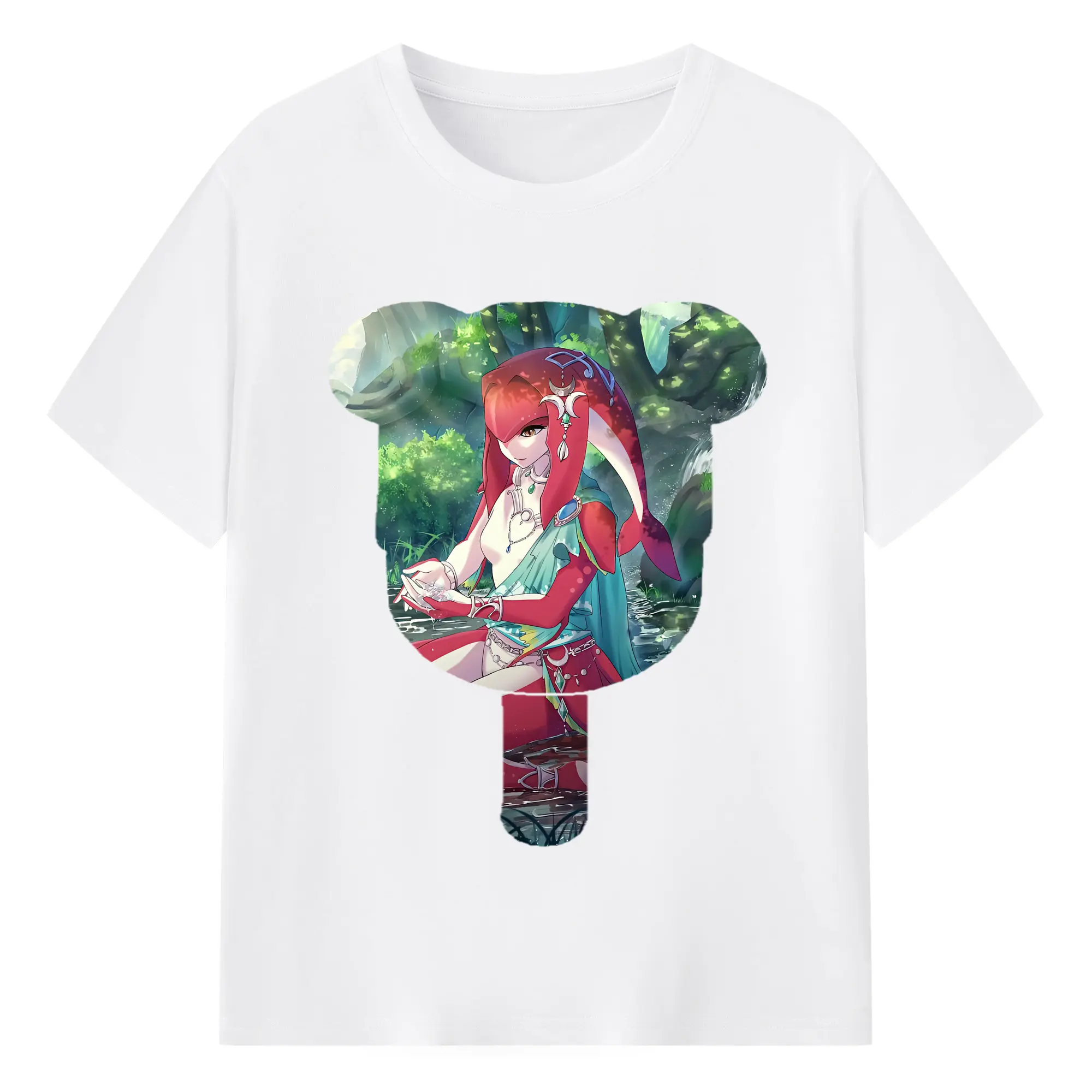 ゼルダの伝説 グッズ,Mipha - 綿100％ 半袖Tシャツ ・ フロントプリント ・ 快適 通気性 ・ 日常使い 散歩 スポーツ用