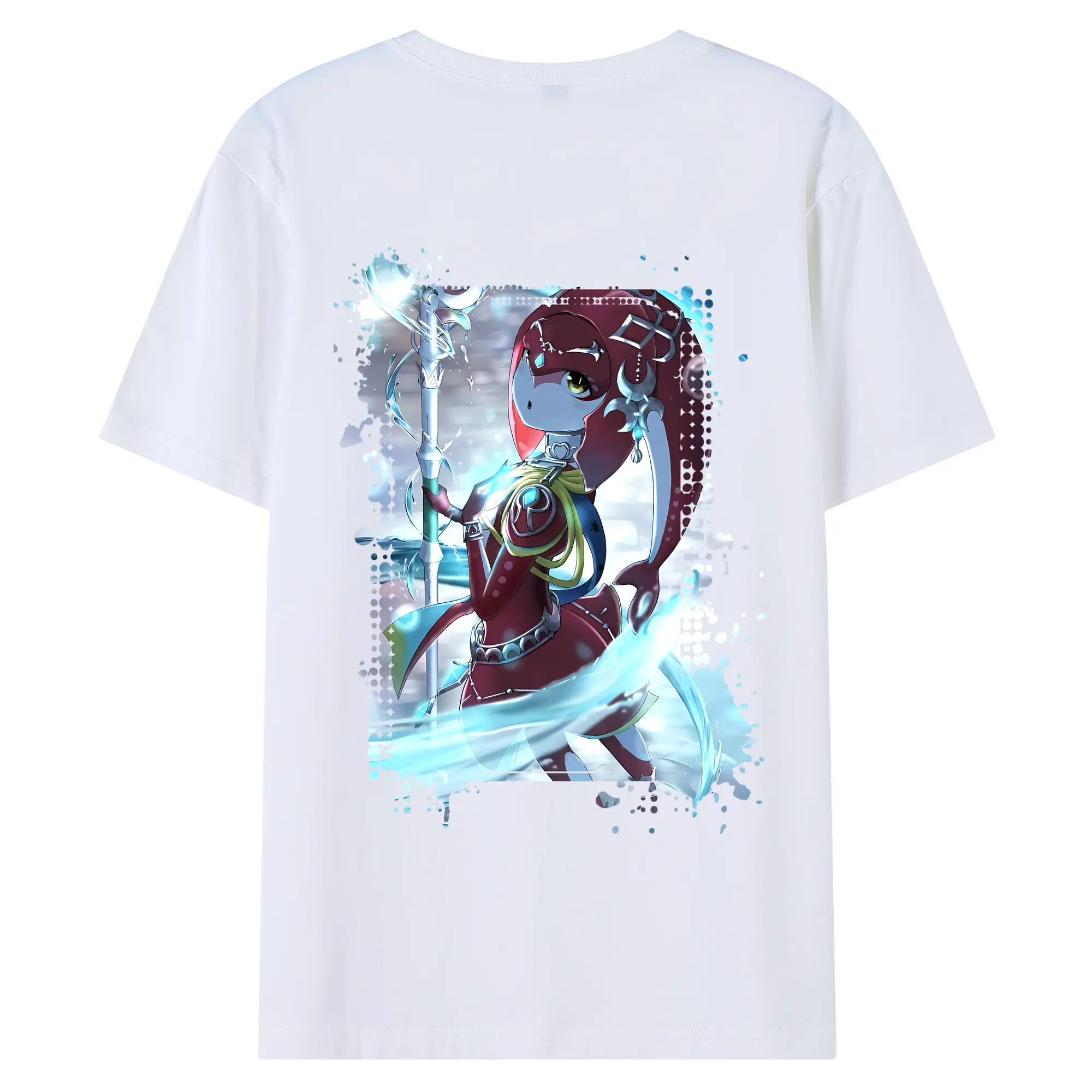 ゼルダの伝説 グッズ,Mipha - 綿100％ 半袖Tシャツ ・ バックプリント ・ 快適 通気性 ・ 日常使い 散歩 スポーツ用