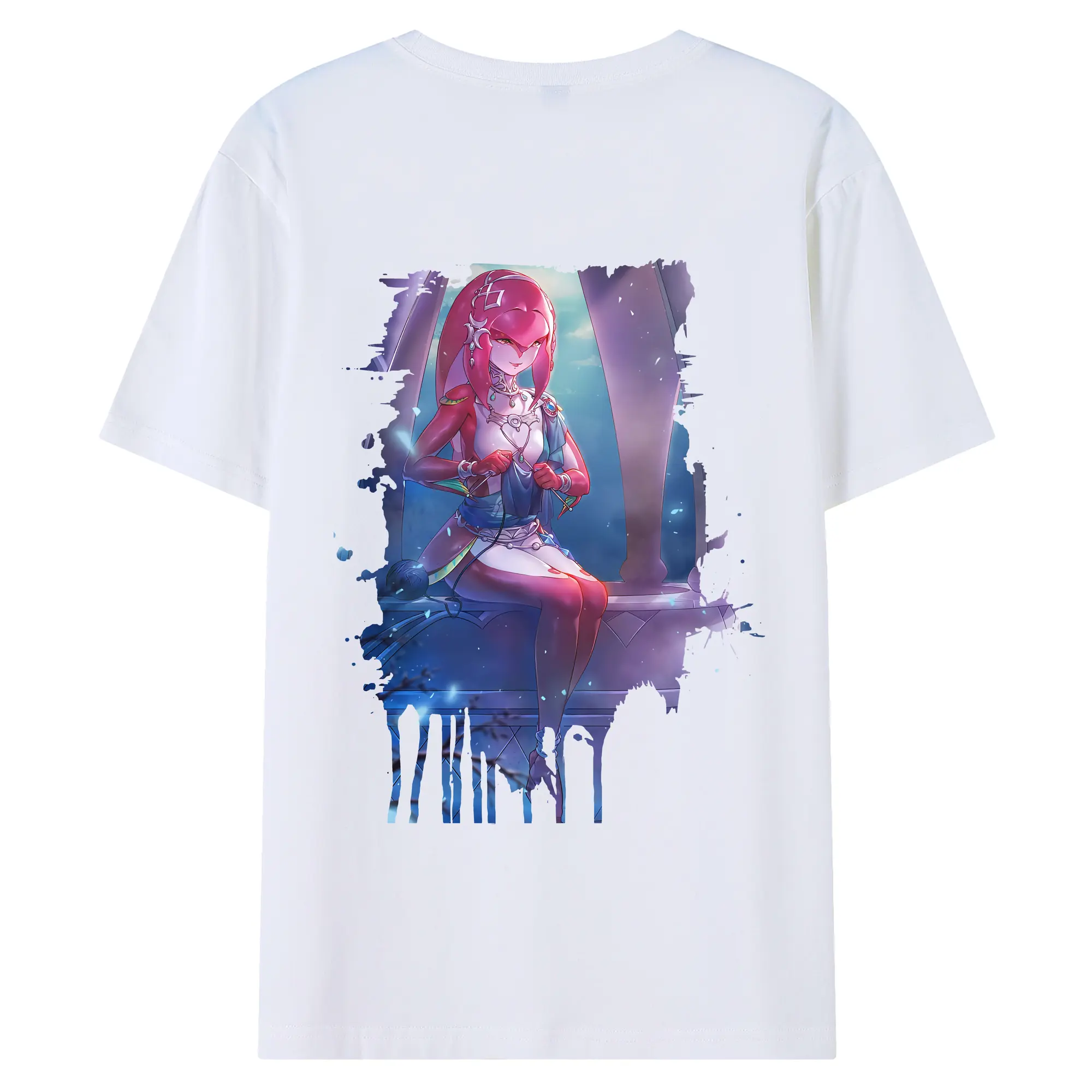 ゼルダの伝説 グッズ,Mipha - 綿100％ 半袖Tシャツ ・ バックプリント ・ 快適 通気性 ・ 日常使い 散歩 スポーツ用
