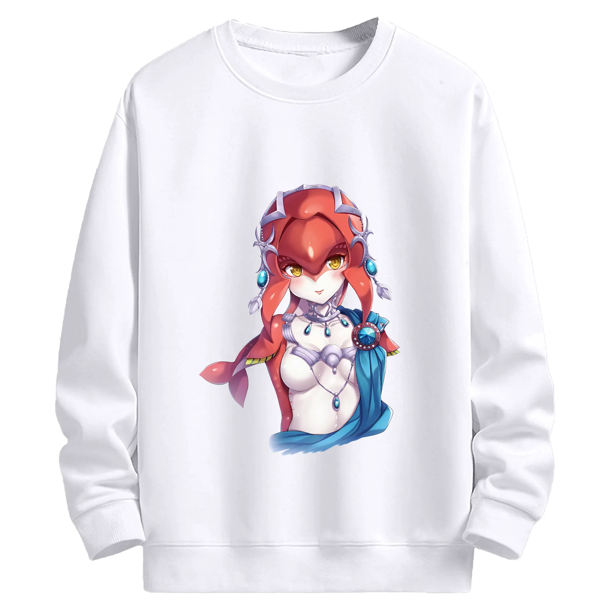 ゼルダの伝説 グッズ,Mipha - 高品質 クルーネック スウェット ・ コットン59％ ポリエステル41％ ・ ユニセックス 長袖 トレーナー ・ カジュアル デイリー スポーツ 散歩用