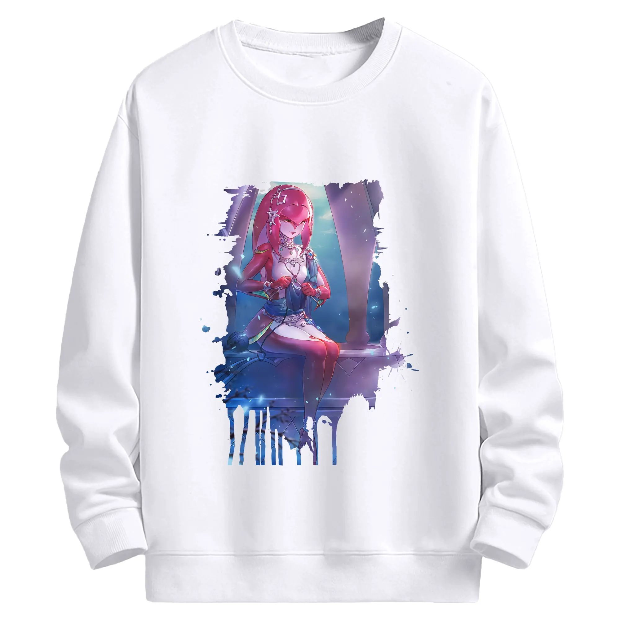 ゼルダの伝説 グッズ,Mipha - 高品質 クルーネック スウェット ・ コットン59％ ポリエステル41％ ・ ユニセックス 長袖 トレーナー ・ カジュアル デイリー スポーツ 散歩用