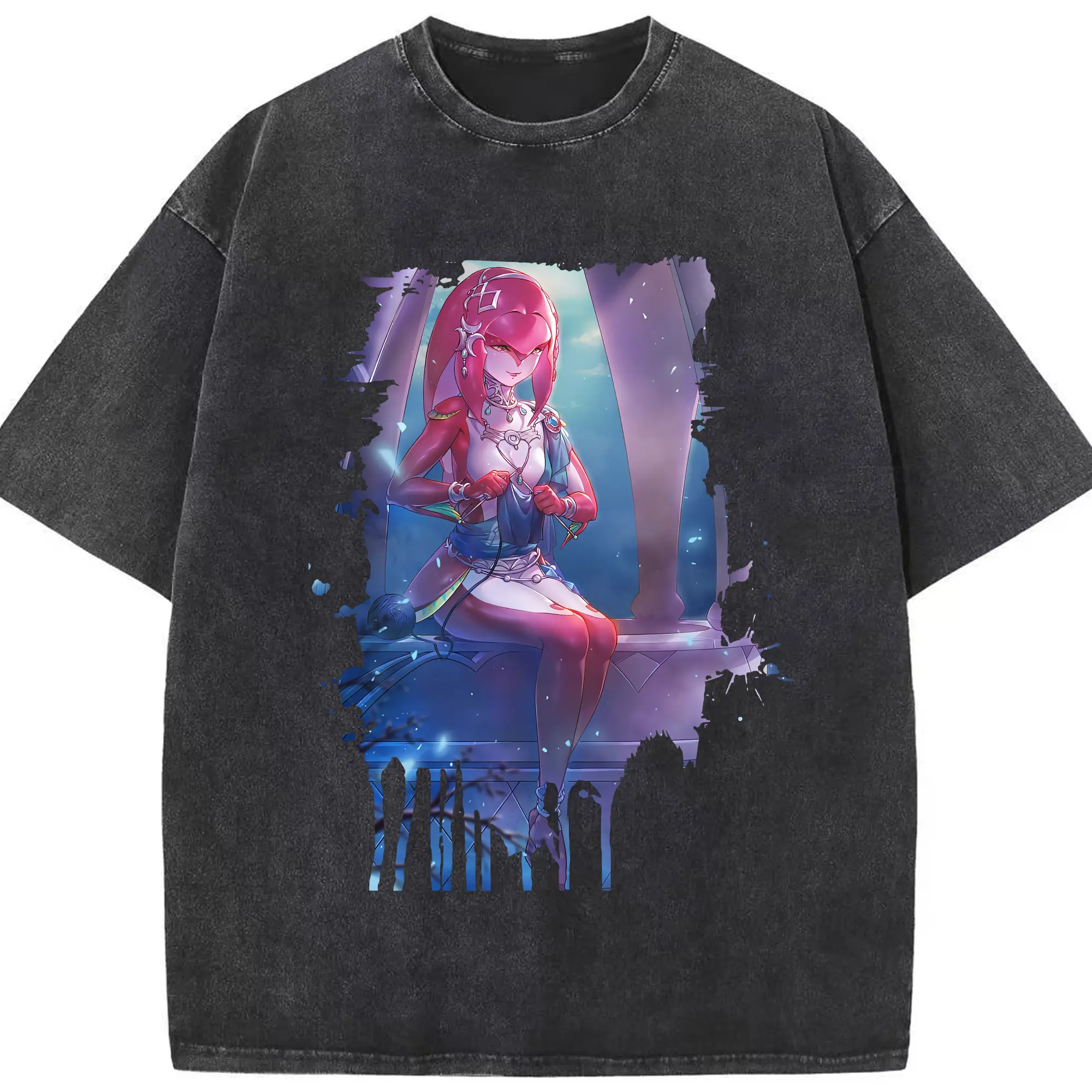 ゼルダの伝説 グッズ,Mipha - 綿100％ ヴィンテージ風 半袖Tシャツ ・ フロントプリント ・ 柔らか肌触り ・ 通気性 快適 ・ スポーツ カジュアル 外出用