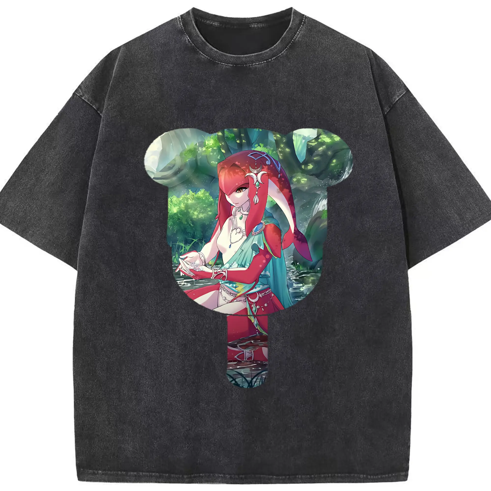 ゼルダの伝説 グッズ,Mipha - 綿100％ ヴィンテージ風 半袖Tシャツ ・ フロントプリント ・ 柔らか肌触り ・ 通気性 快適 ・ スポーツ カジュアル 外出用