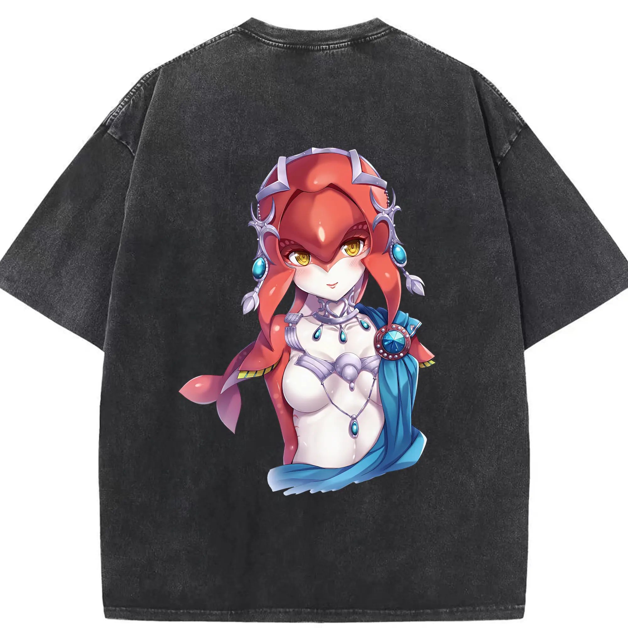 ゼルダの伝説 グッズ,Mipha - 綿100％ ヴィンテージ風 半袖Tシャツ ・ 背面プリント ・ 柔らか肌触り ・ 通気性 快適 ・ スポーツ カジュアル 外出用