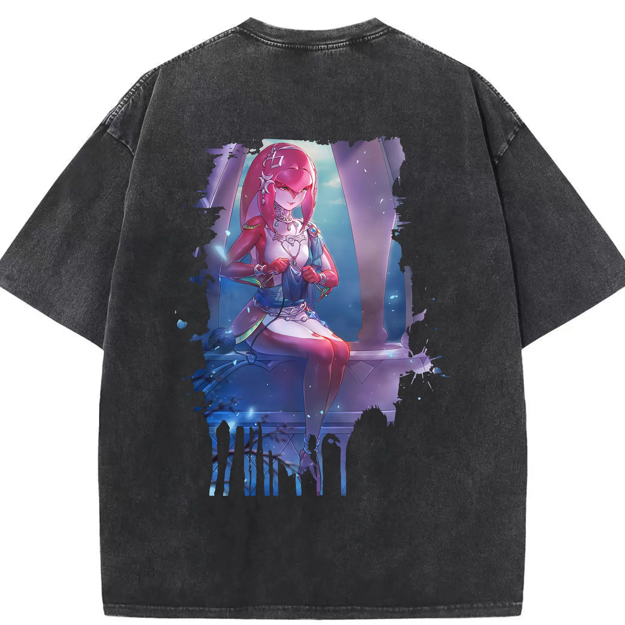 ゼルダの伝説 グッズ,Mipha - 綿100％ ヴィンテージ風 半袖Tシャツ ・ 背面プリント ・ 柔らか肌触り ・ 通気性 快適 ・ スポーツ カジュアル 外出用