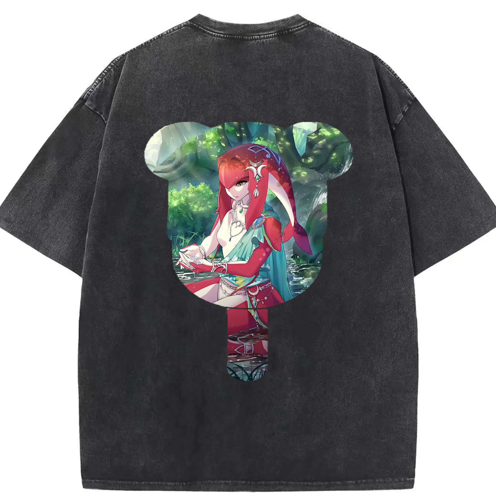 ゼルダの伝説 グッズ,Mipha - 綿100％ ヴィンテージ風 半袖Tシャツ ・ 背面プリント ・ 柔らか肌触り ・ 通気性 快適 ・ スポーツ カジュアル 外出用
