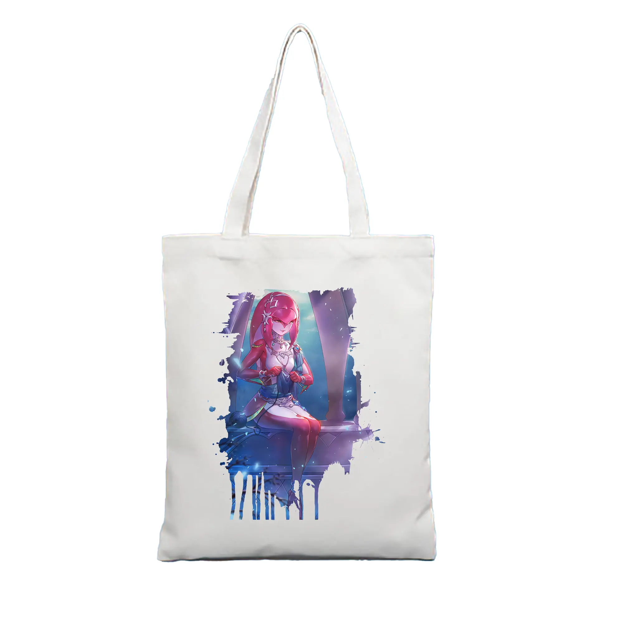 ゼルダの伝説 グッズ,Mipha - 縦型キャンバス手提げバッグ（トートバッグ） ・ キャンバス素材 ・ ショッピング用 ・ 軽量 丈夫 お手入れ簡単