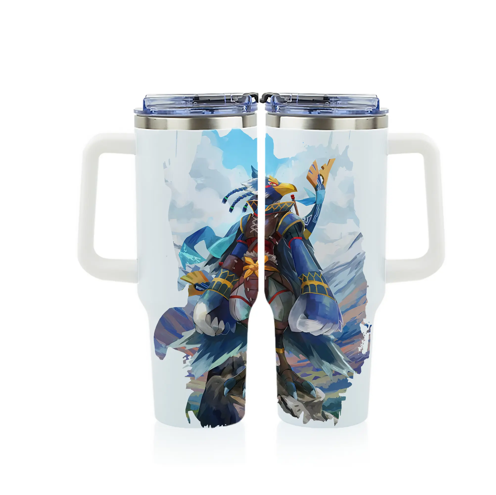 ゼルダの伝説 グッズ,Revali - 1200mL フルプリント車用タンブラー ・ 304ステンレス 内側 ・ 201ステンレス 外側 ・ 保温 保冷 ・ 通勤 ドライブ アウトドア用
