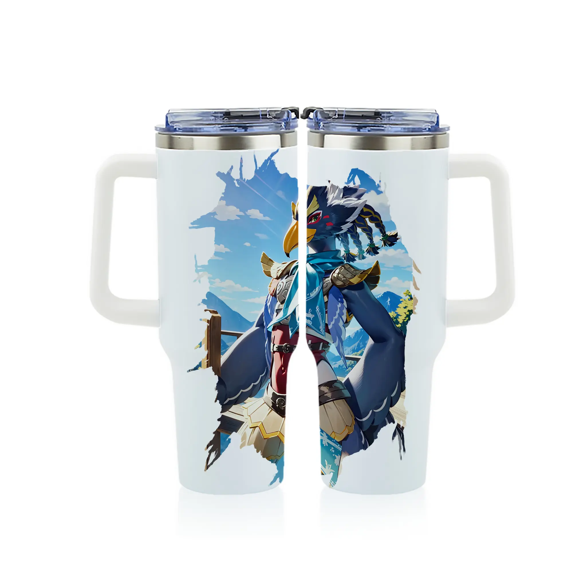 ゼルダの伝説 グッズ,Revali - 1200mL フルプリント車用タンブラー ・ 304ステンレス 内側 ・ 201ステンレス 外側 ・ 保温 保冷 ・ 通勤 ドライブ アウトドア用