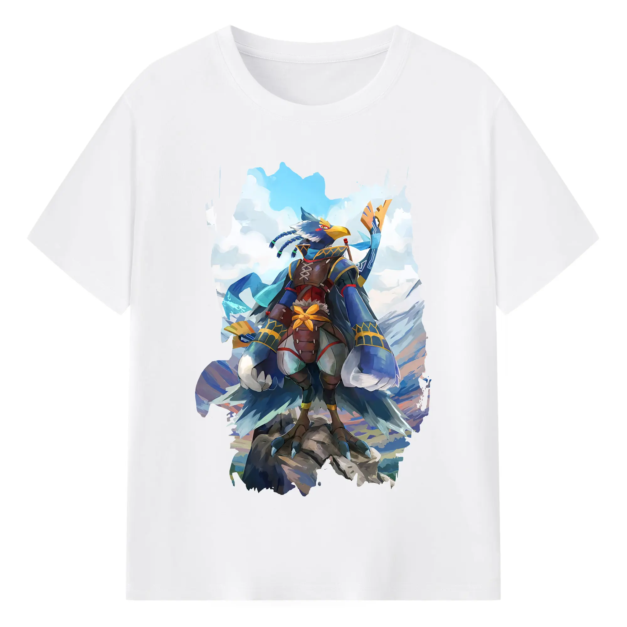 ゼルダの伝説 グッズ,Revali - 綿100％ 半袖Tシャツ ・ フロントプリント ・ 快適 通気性 ・ 日常使い 散歩 スポーツ用