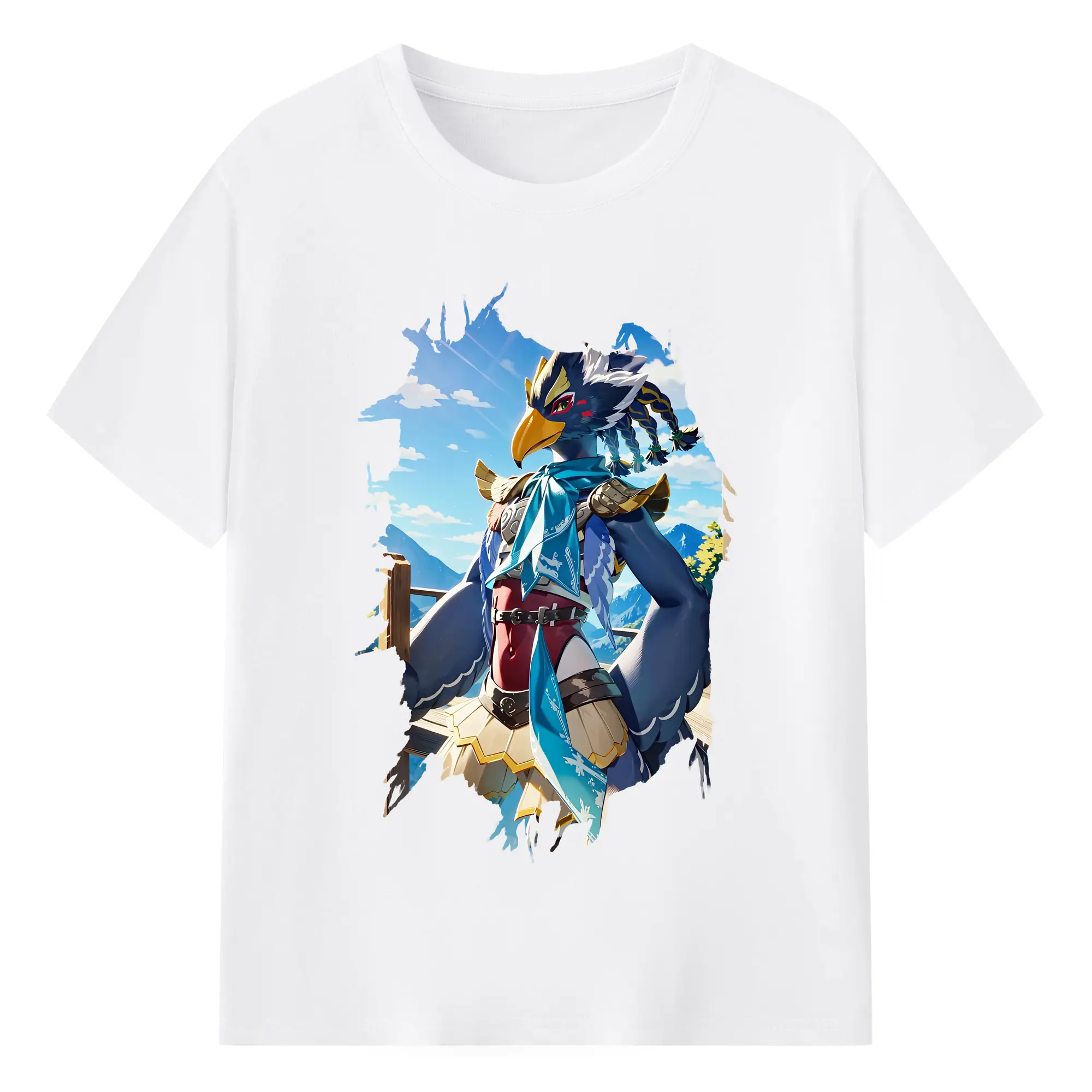 ゼルダの伝説 グッズ,Revali - 綿100％ 半袖Tシャツ ・ フロントプリント ・ 快適 通気性 ・ 日常使い 散歩 スポーツ用