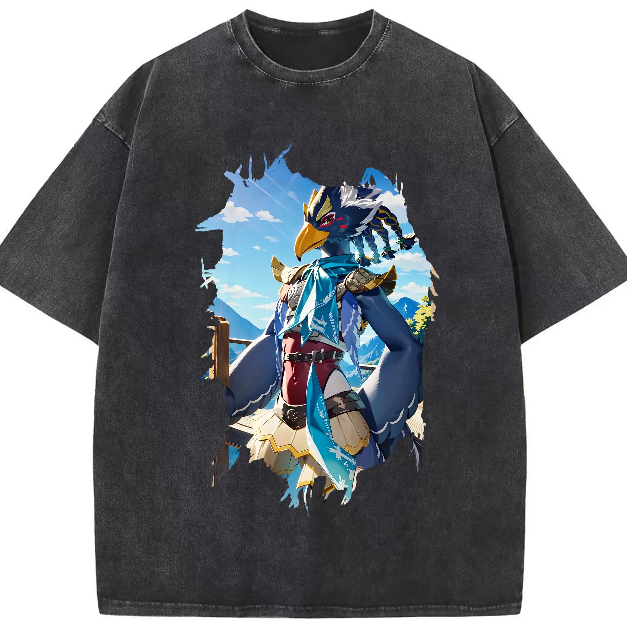 ゼルダの伝説 グッズ,Revali - 綿100％ ヴィンテージ風 半袖Tシャツ ・ フロントプリント ・ 柔らか肌触り ・ 通気性 快適 ・ スポーツ カジュアル 外出用