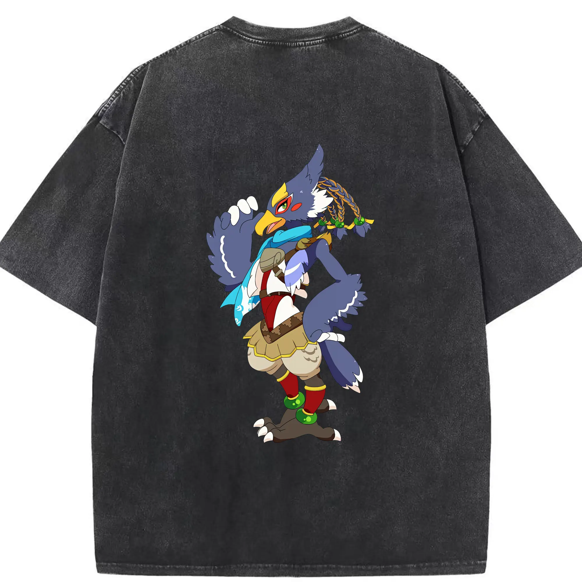 ゼルダの伝説 グッズ,Revali - 綿100％ ヴィンテージ風 半袖Tシャツ ・ 背面プリント ・ 柔らか肌触り ・ 通気性 快適 ・ スポーツ カジュアル 外出用