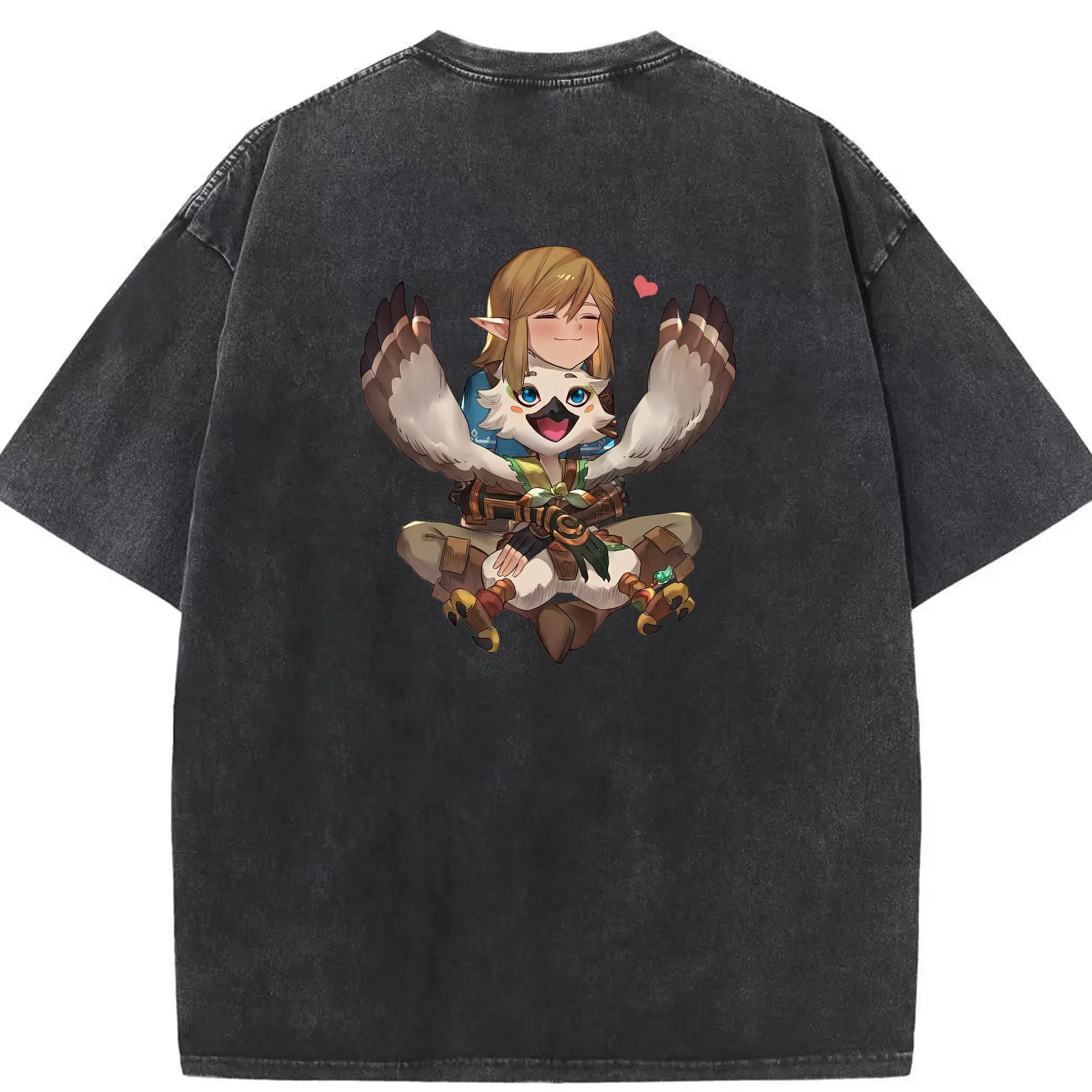 ゼルダの伝説 グッズ,Revali - 綿100％ ヴィンテージ風 半袖Tシャツ ・ 背面プリント ・ 柔らか肌触り ・ 通気性 快適 ・ スポーツ カジュアル 外出用