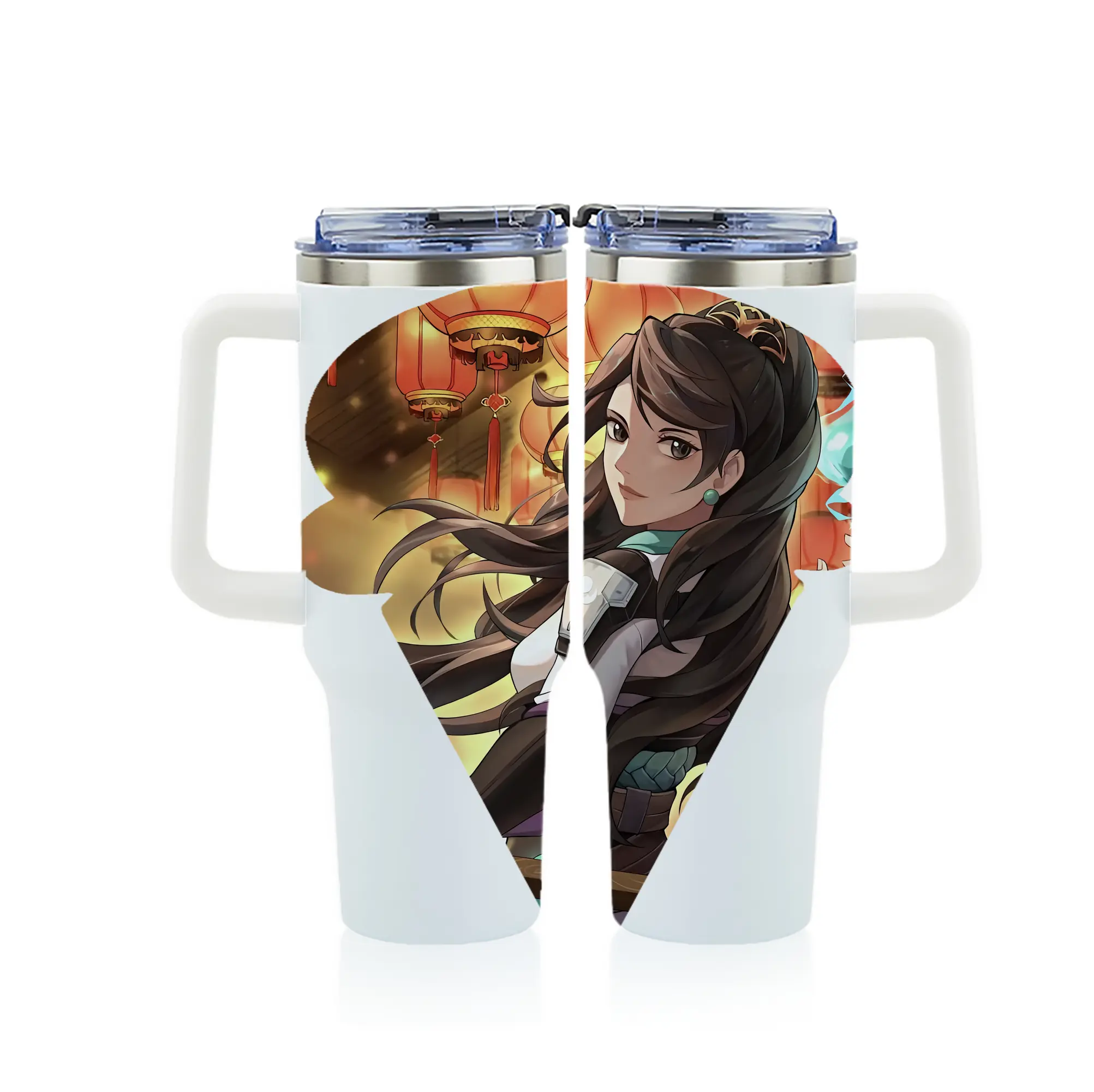 VALORANT グッズ,セージ - 1200mL フルプリント車用タンブラー ・ 304ステンレス 内側 ・ 201ステンレス 外側 ・ 保温 保冷 ・ 通勤 ドライブ アウトドア用