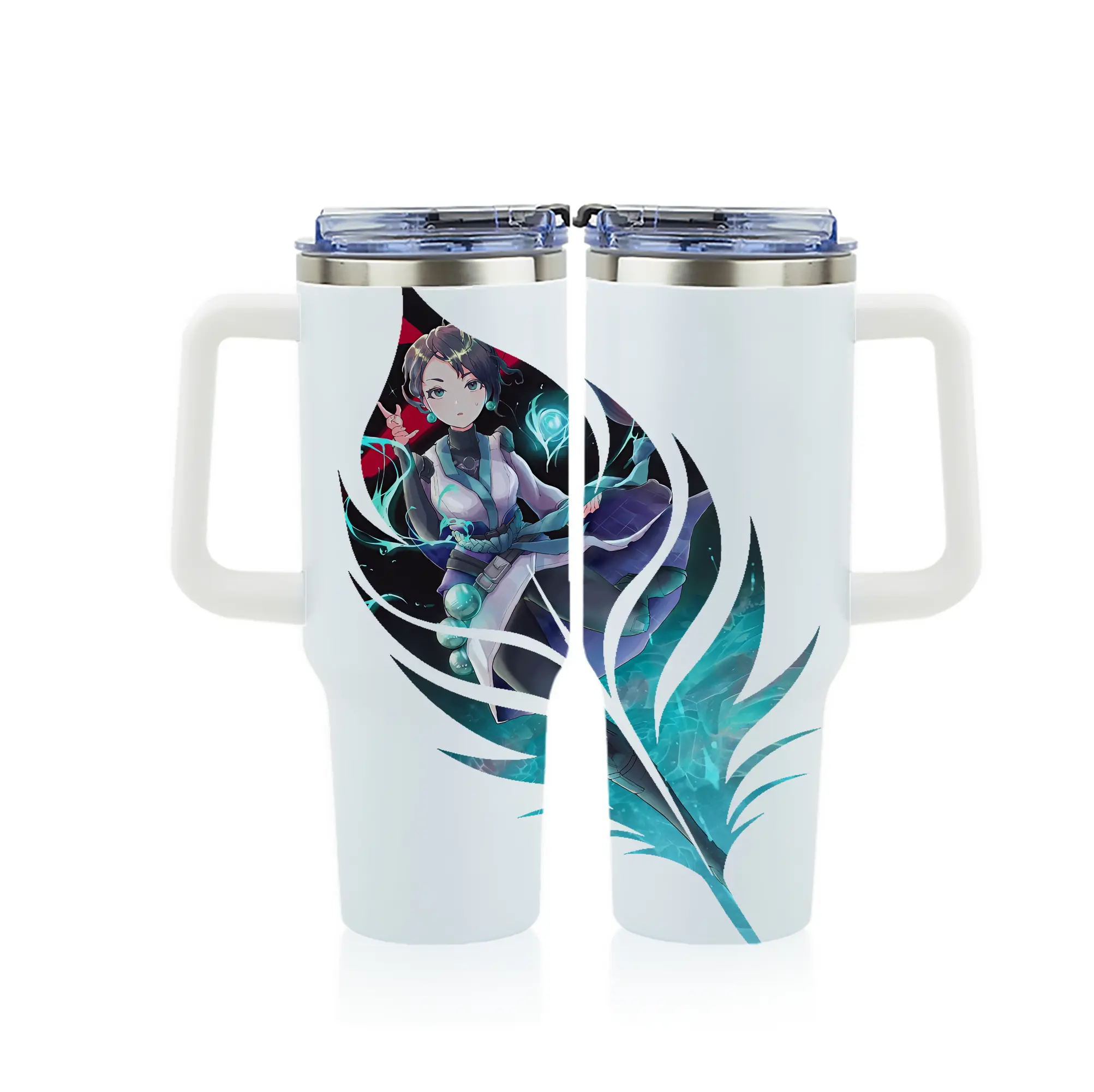 VALORANT グッズ,セージ - 1200mL フルプリント車用タンブラー ・ 304ステンレス 内側 ・ 201ステンレス 外側 ・ 保温 保冷 ・ 通勤 ドライブ アウトドア用