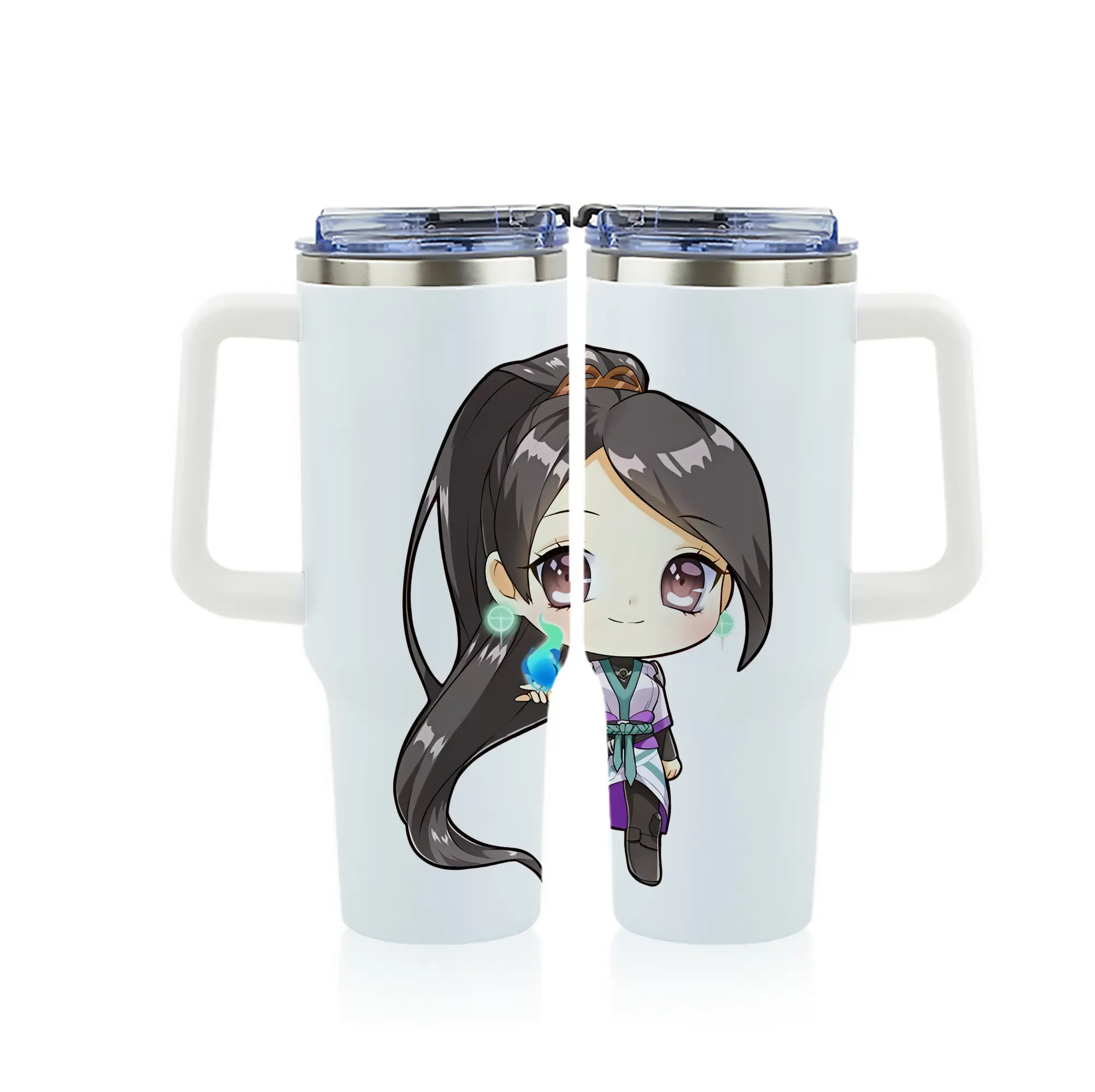 VALORANT グッズ,セージ - 1200mL フルプリント車用タンブラー ・ 304ステンレス 内側 ・ 201ステンレス 外側 ・ 保温 保冷 ・ 通勤 ドライブ アウトドア用