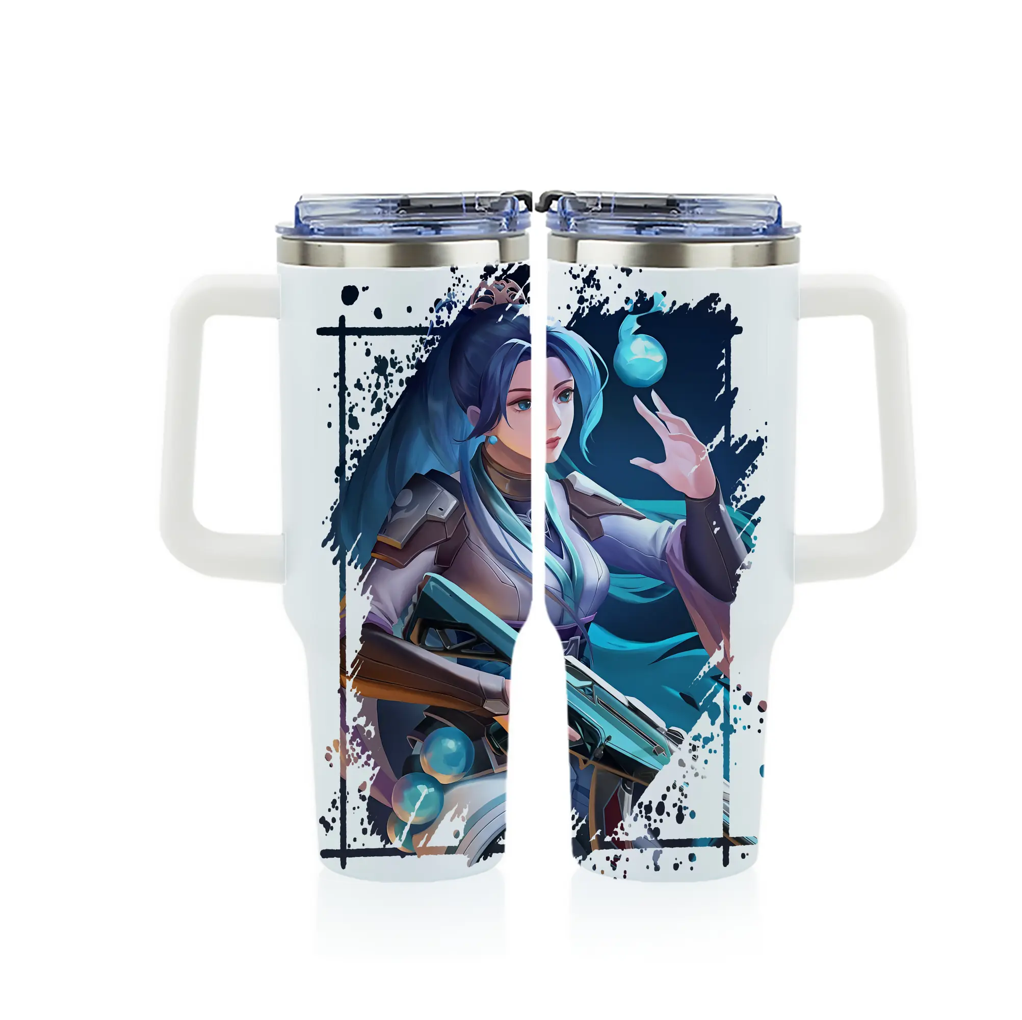 VALORANT グッズ,セージ - 1200mL フルプリント車用タンブラー ・ 304ステンレス 内側 ・ 201ステンレス 外側 ・ 保温 保冷 ・ 通勤 ドライブ アウトドア用